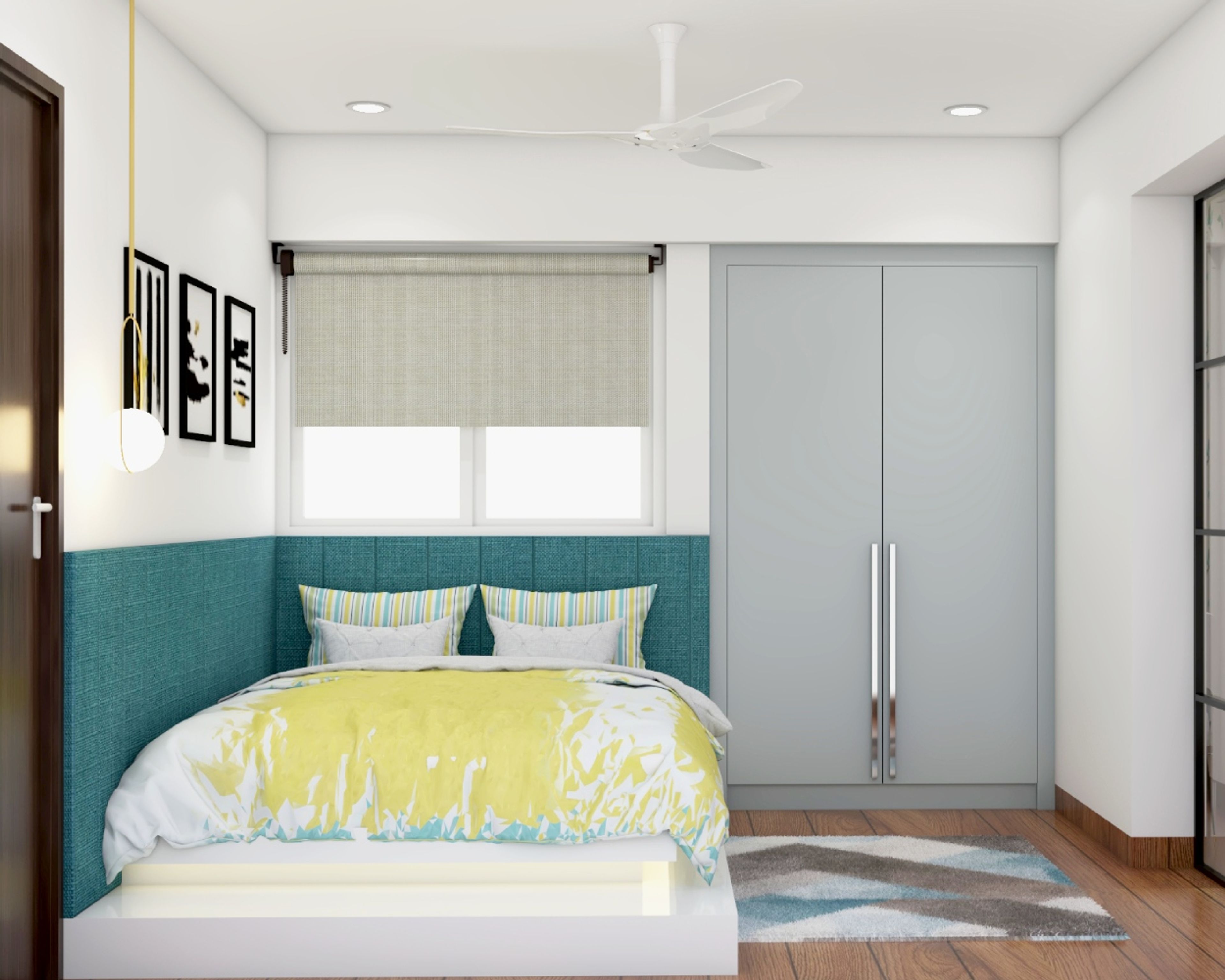 Modern Guest Room Design With Built-In Platform Bed And Wardrobe