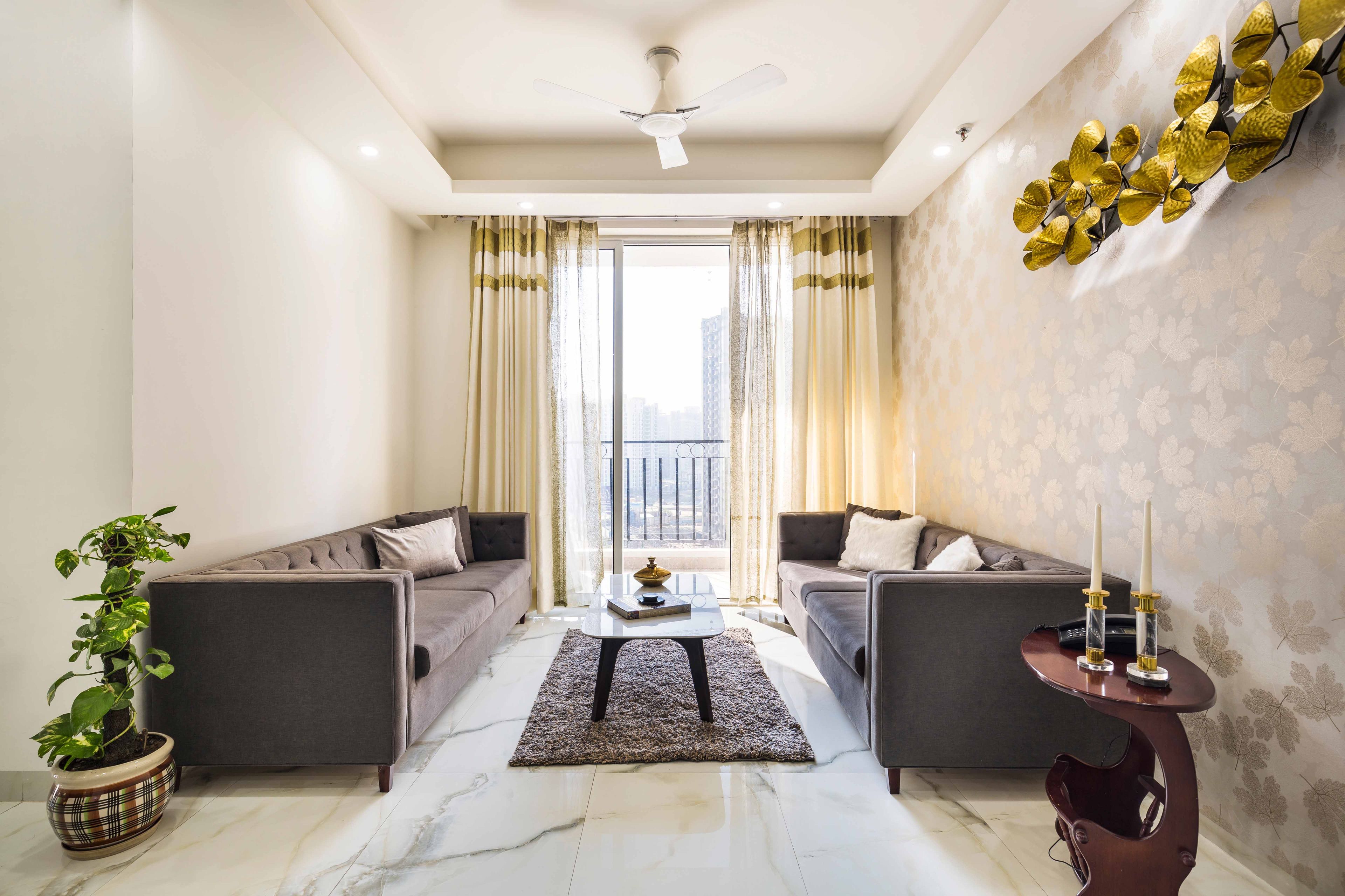 Modern 4-BHK Flat In Noida With Feature Floral Wallpaper