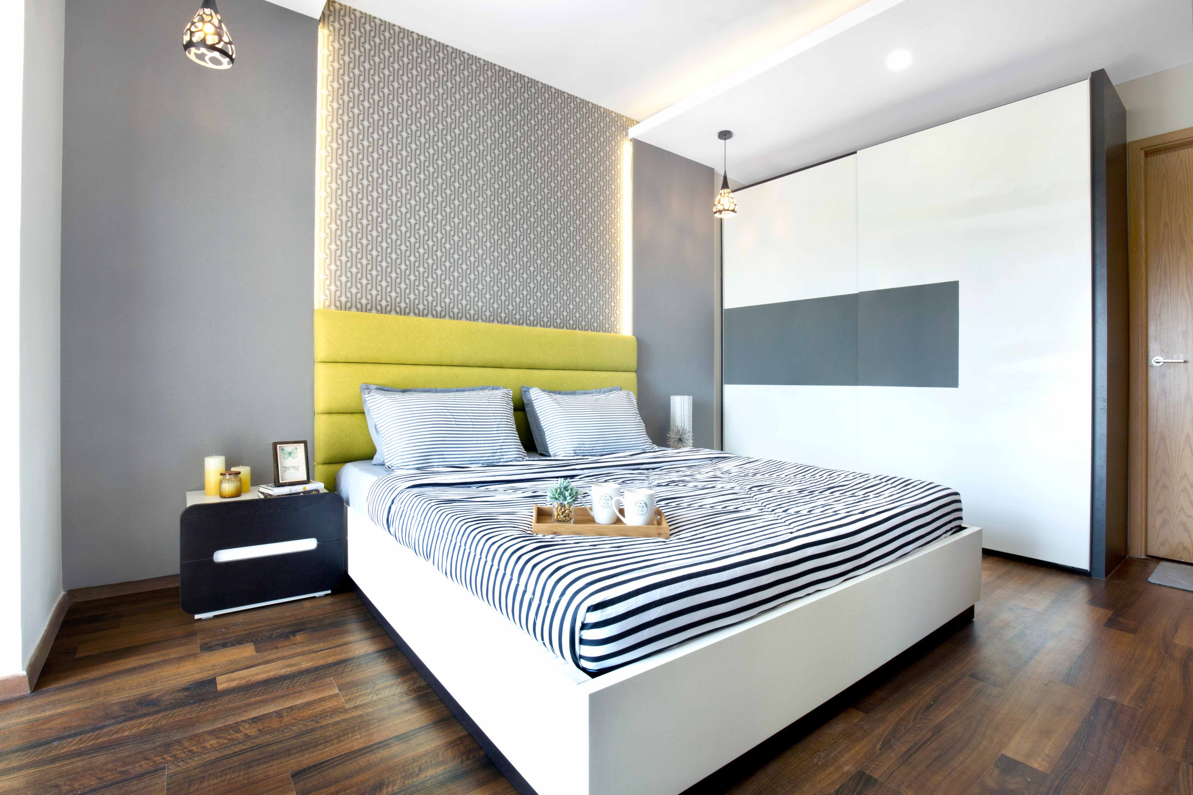 Contemporary 3-BHK Flat In Bangalore With Batman-Themed Kids Room Design
