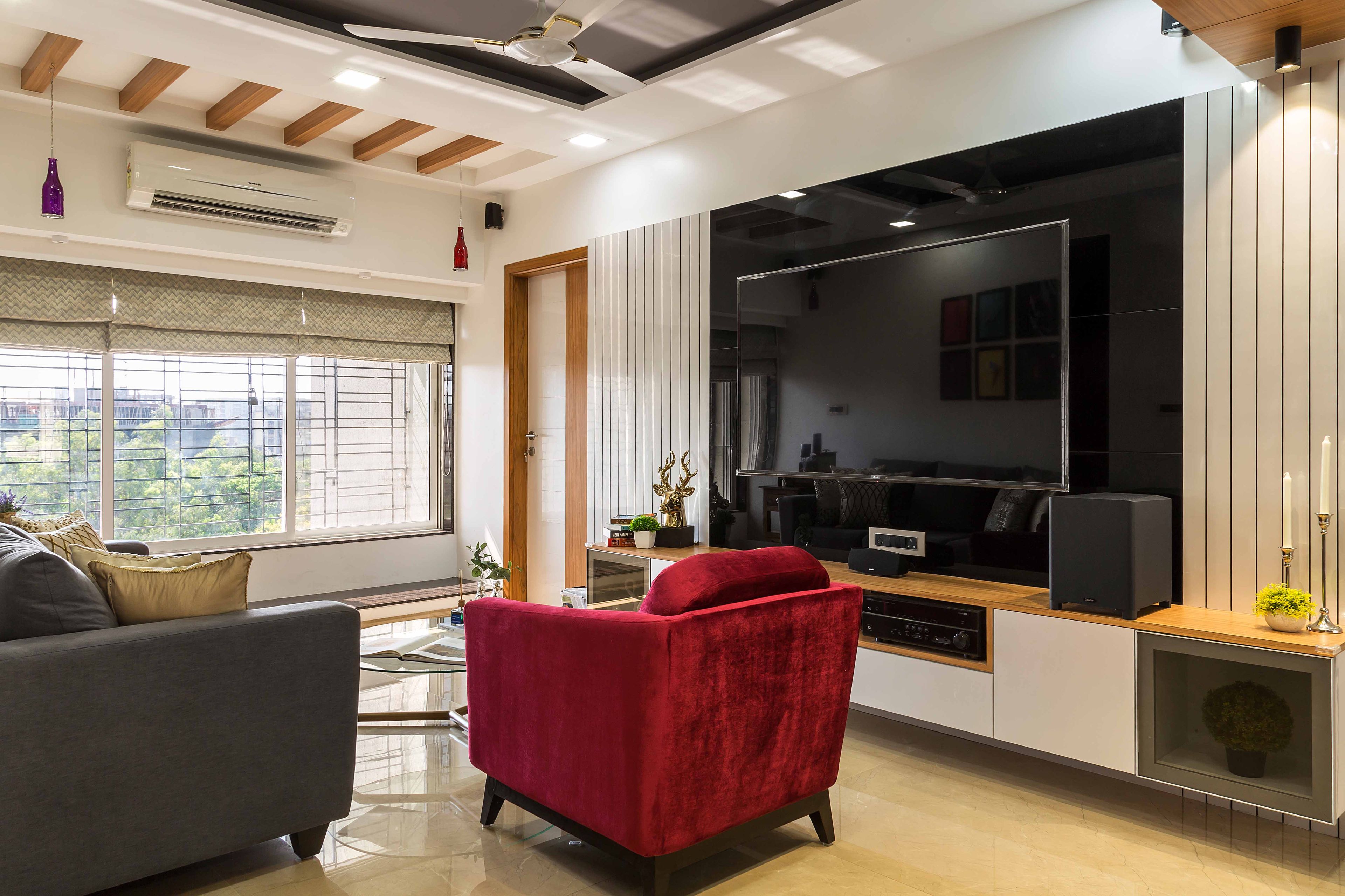 Modern 4-BHK Flat In Mumbai With Parallel Grey And White Kitchen
