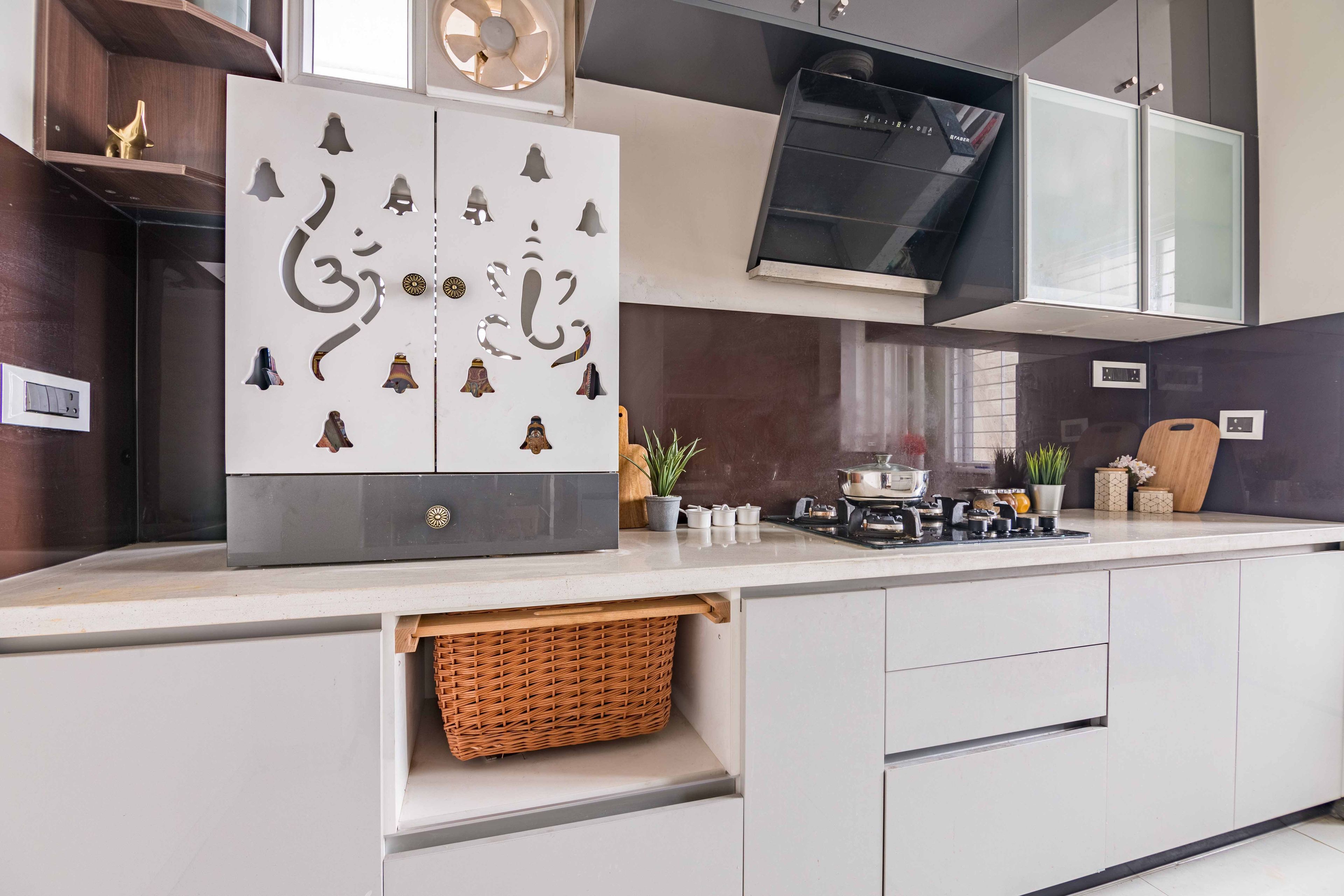 Contemporary Glossy Brown Marble Kitchen Tile Design