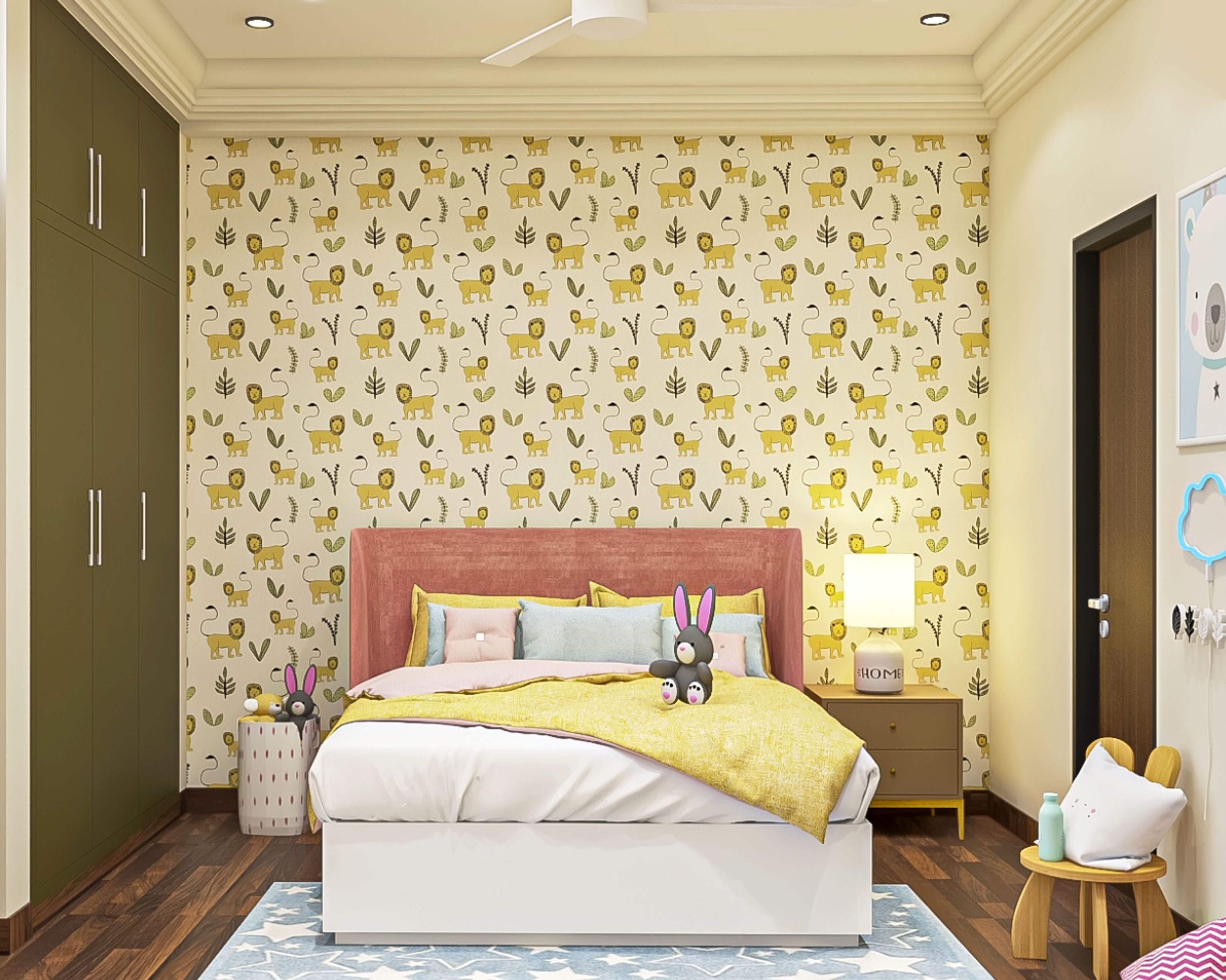 Modern Animal-Inspired Bedroom Wallpaper Design For Kids