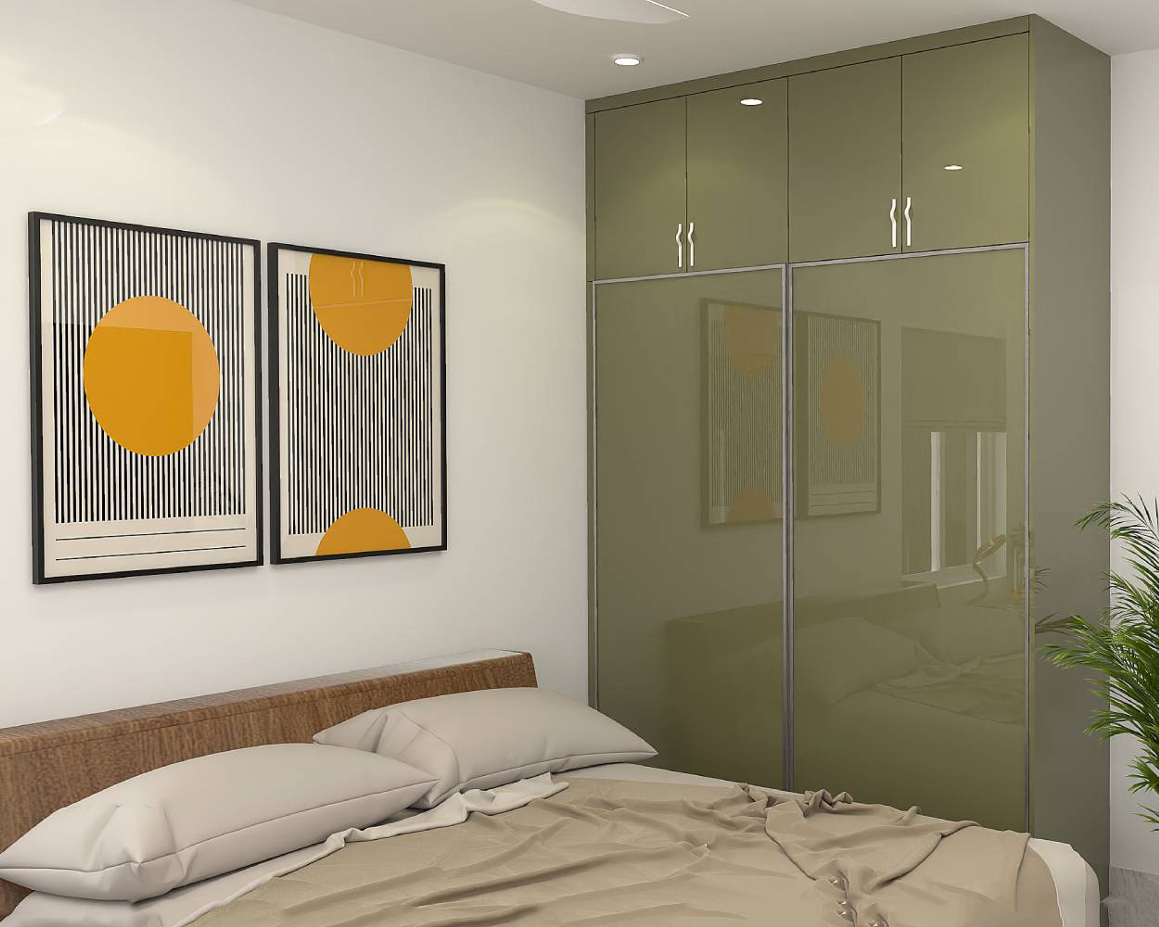 Contemporary 2-Door Sliding Door Wardrobe in Parsian Vertical Walnut with Laminate Suede Finish