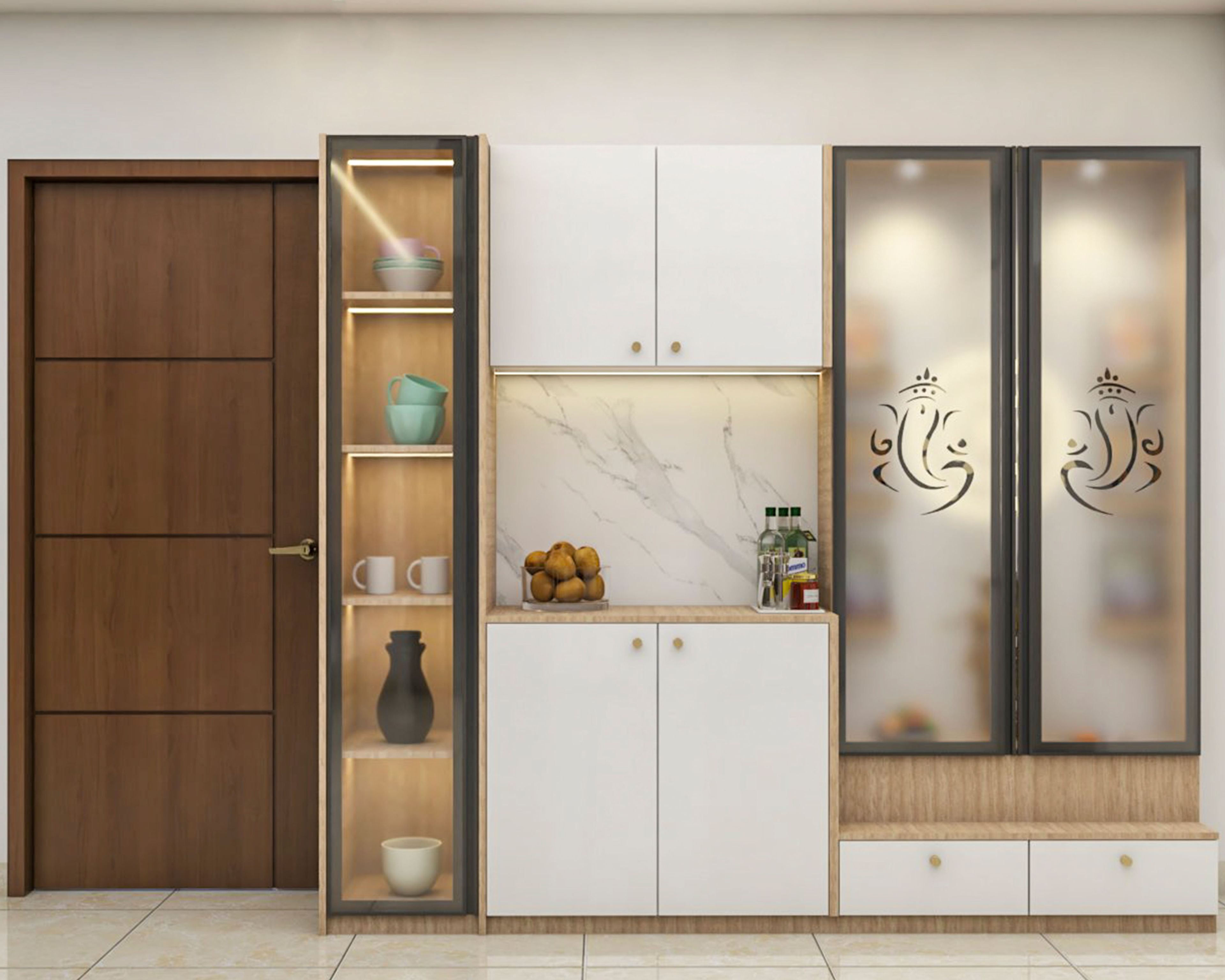 Scandinavian Style Frosty White Crockery Unit Design