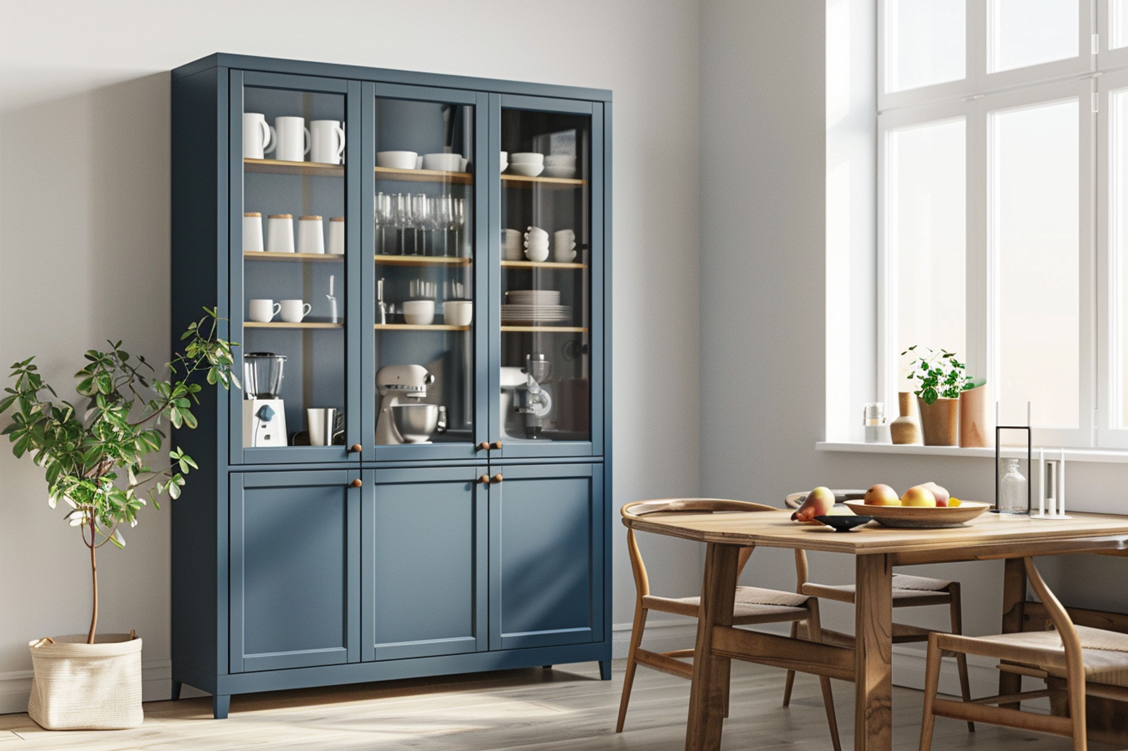 Wave Blue Scandinavian Crockery Unit Design