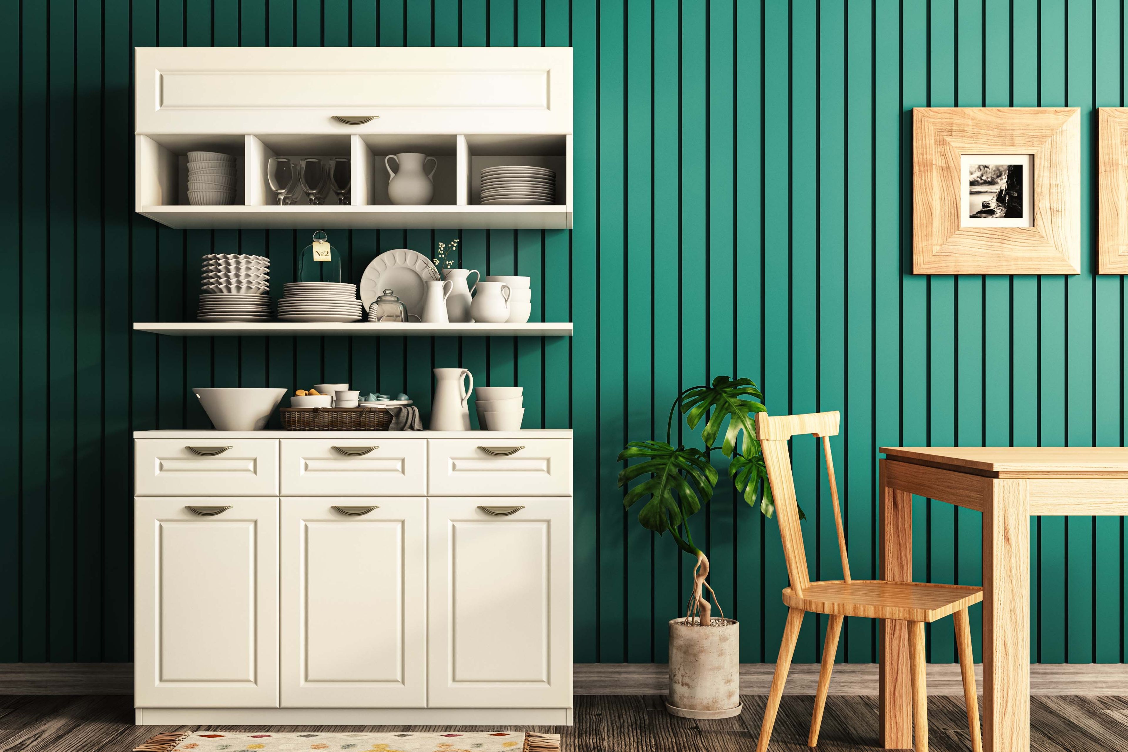 Crockery unit design with drawer