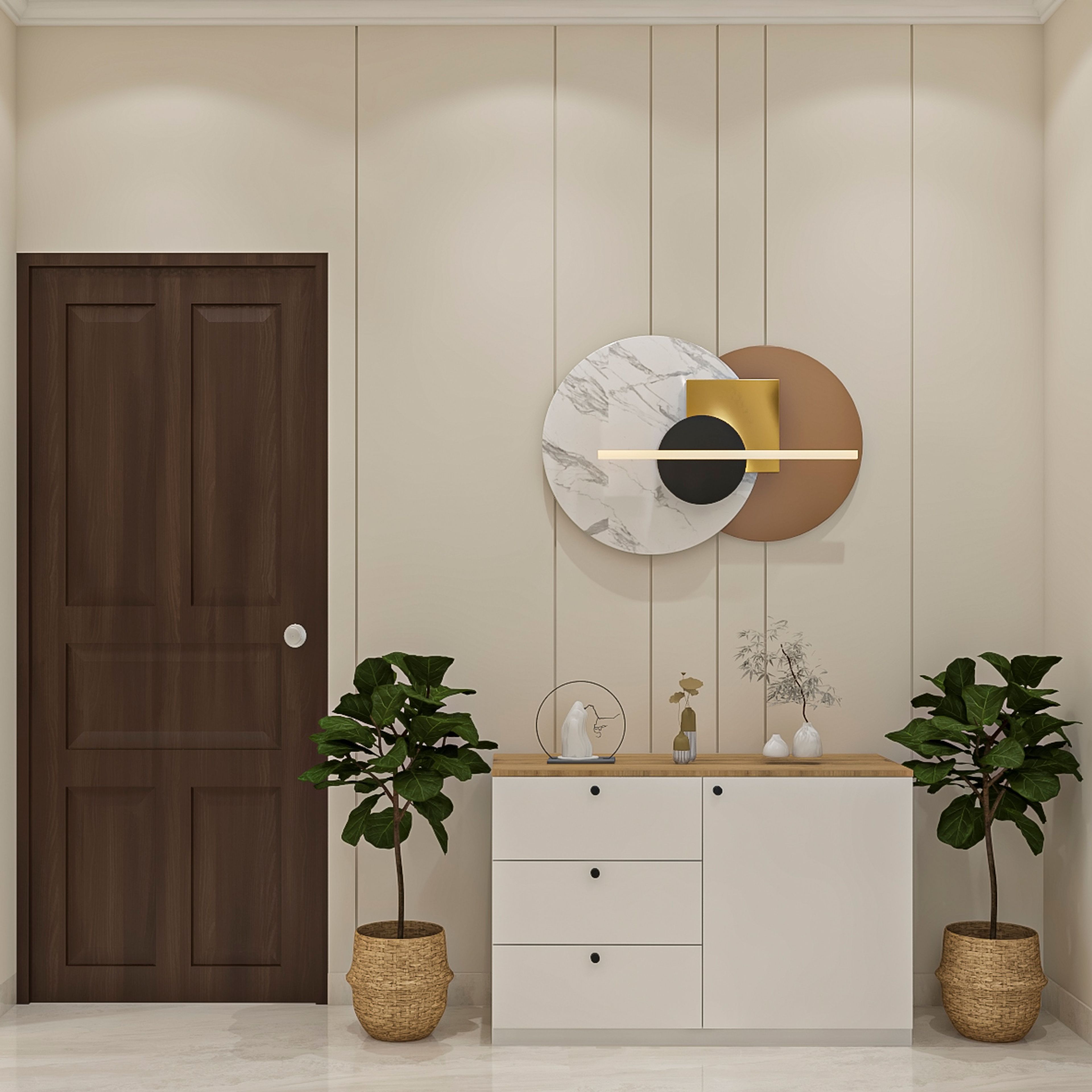 White crockery unit design with drawer