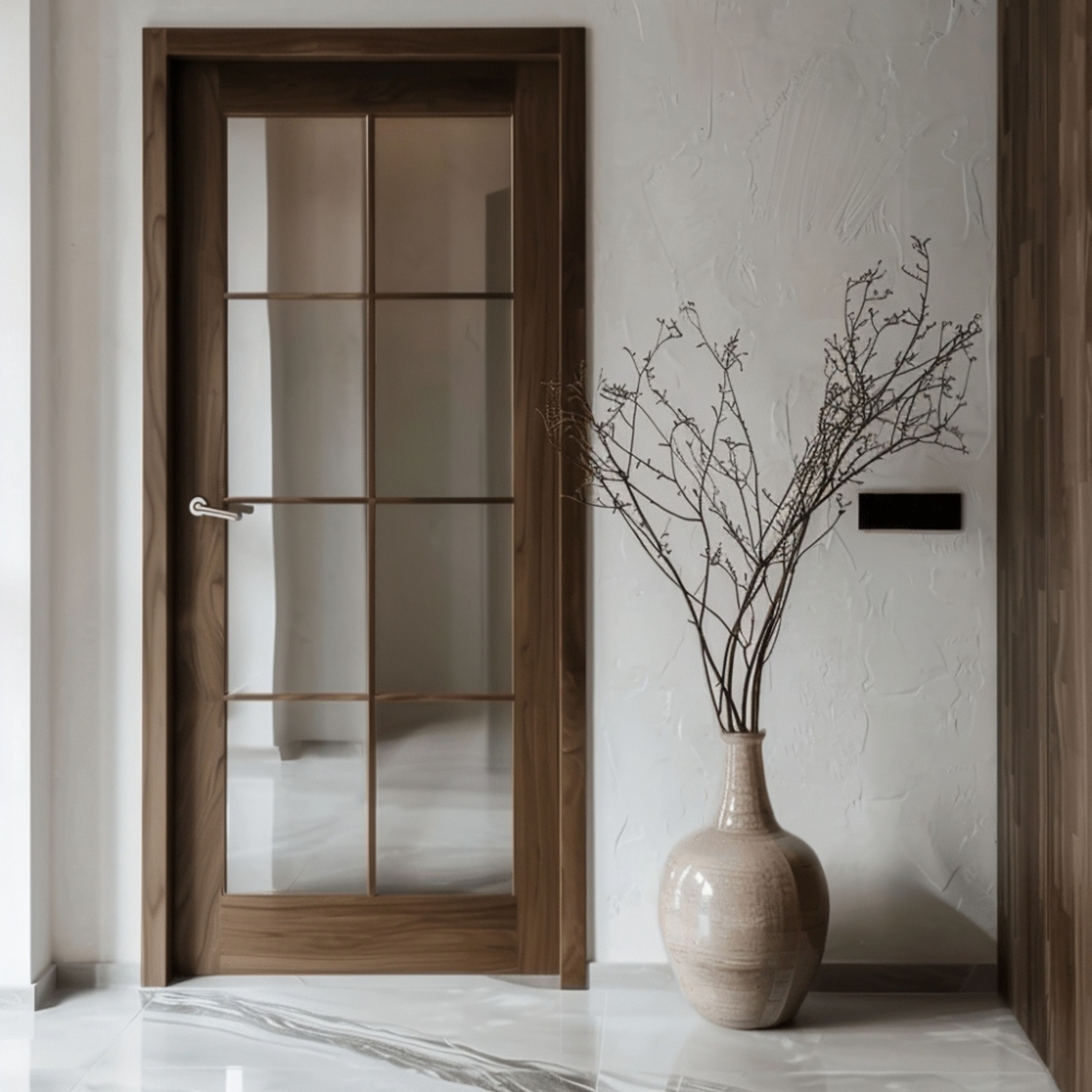 Sleek Modern Swing Glass Door Design with Matte Finish