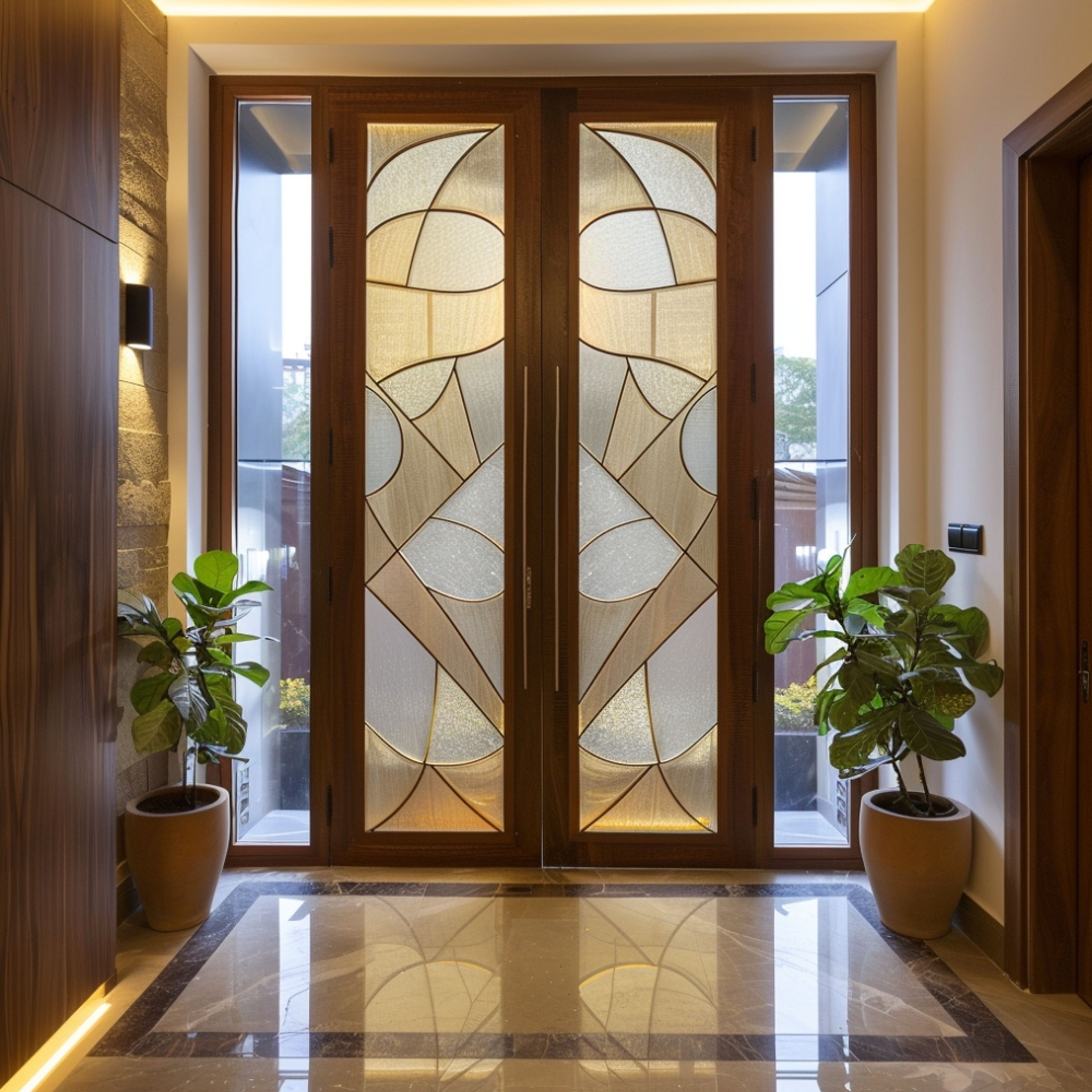 Modern Glass Double Door Design in Matte Finish