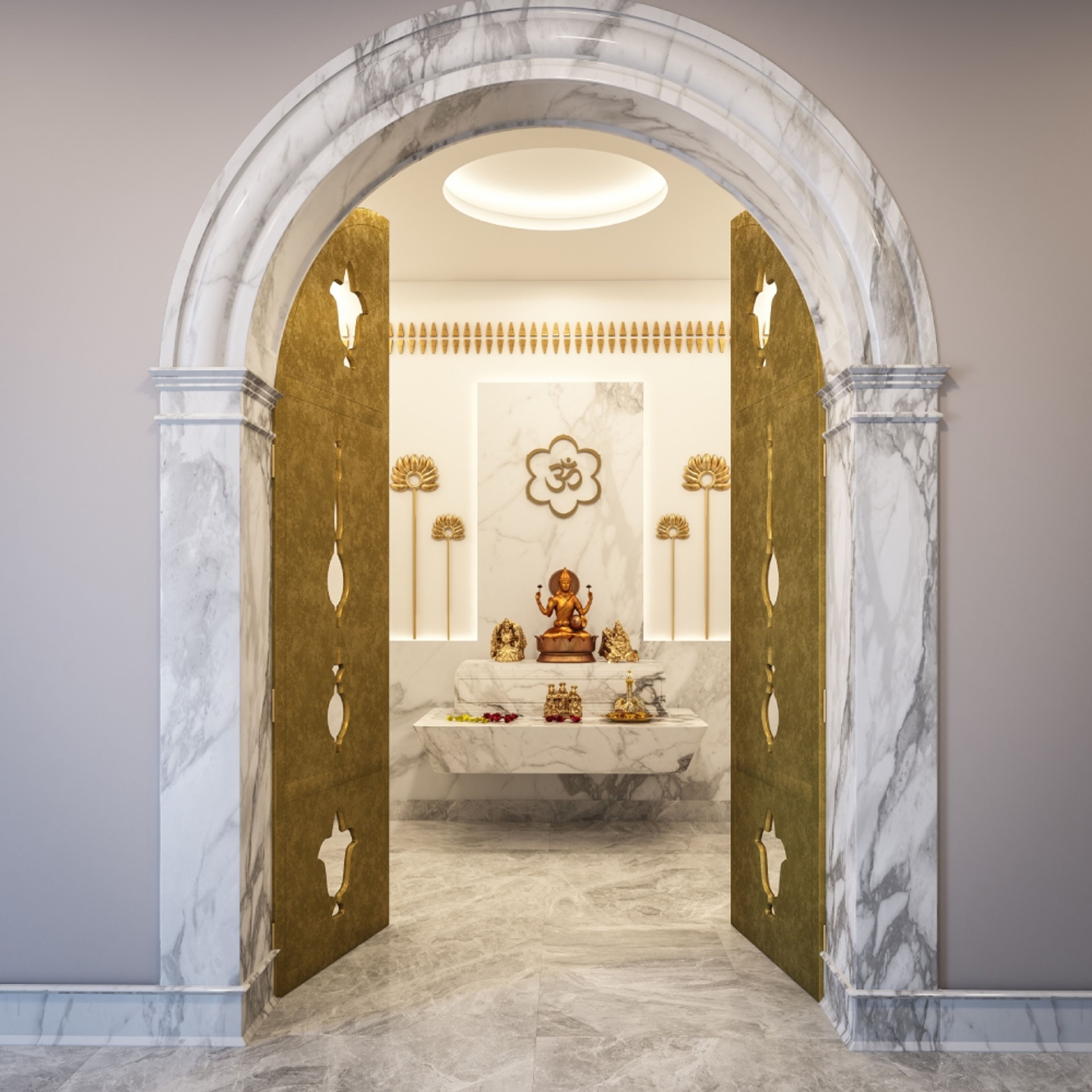 Elegant Contemporary Double Door Design in Matte Finish for Pooja