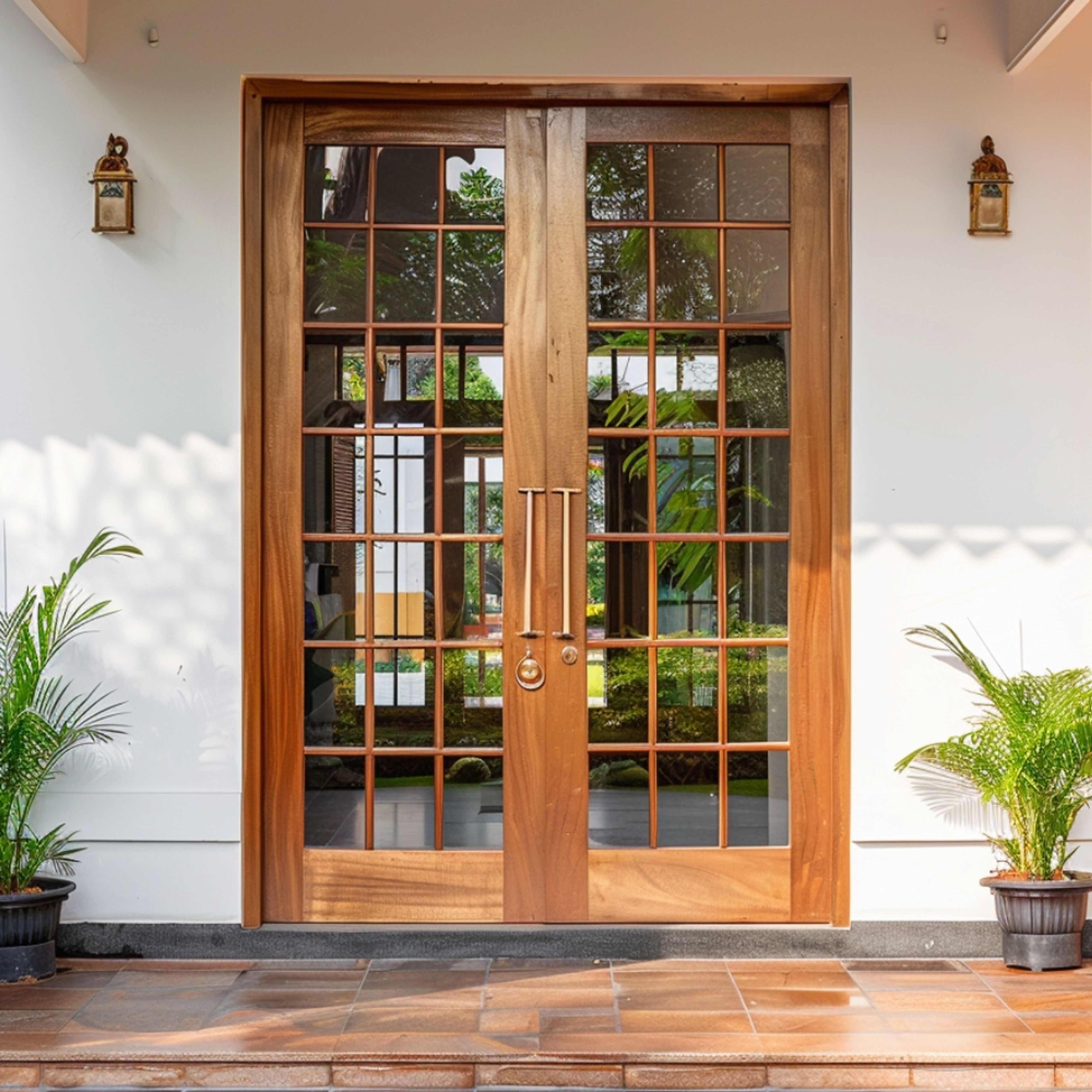 Mid Century Modern Swing Double Door Design in Matte Finish