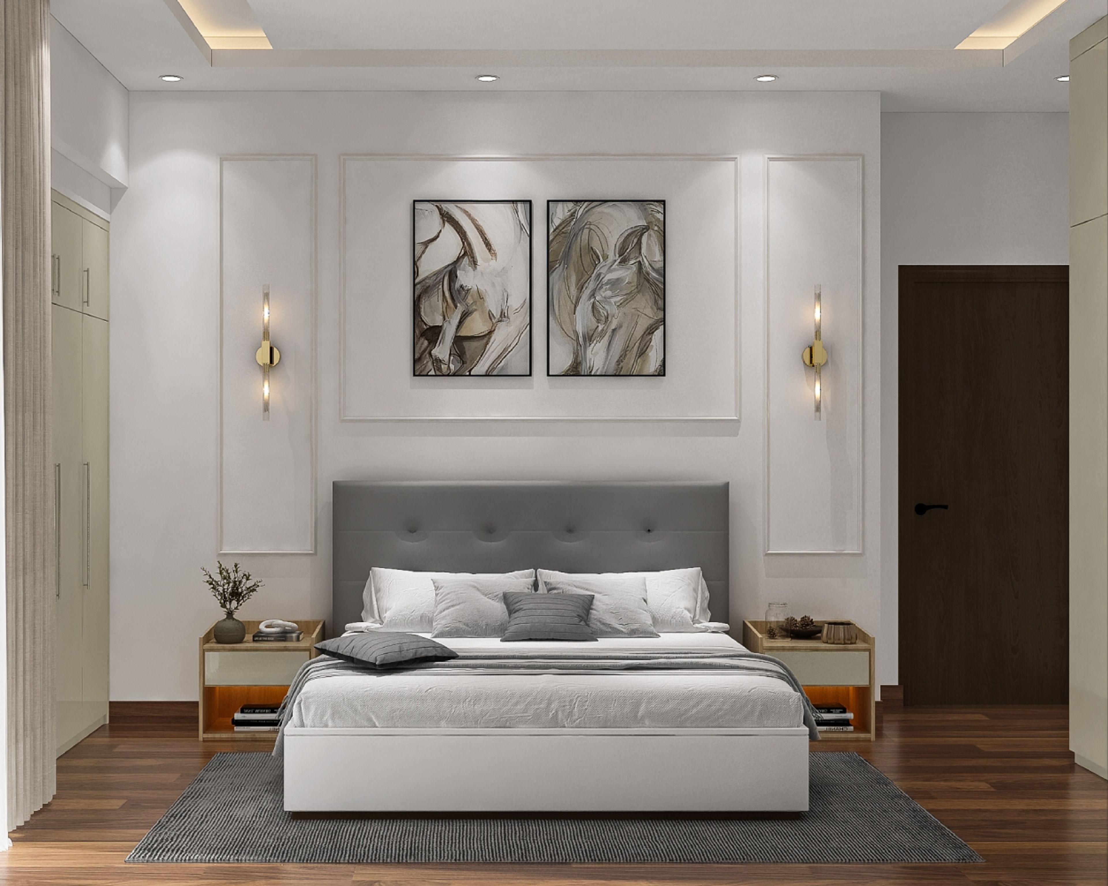 Inviting Guest Bedroom with Contemporary Design and Wooden Flooring