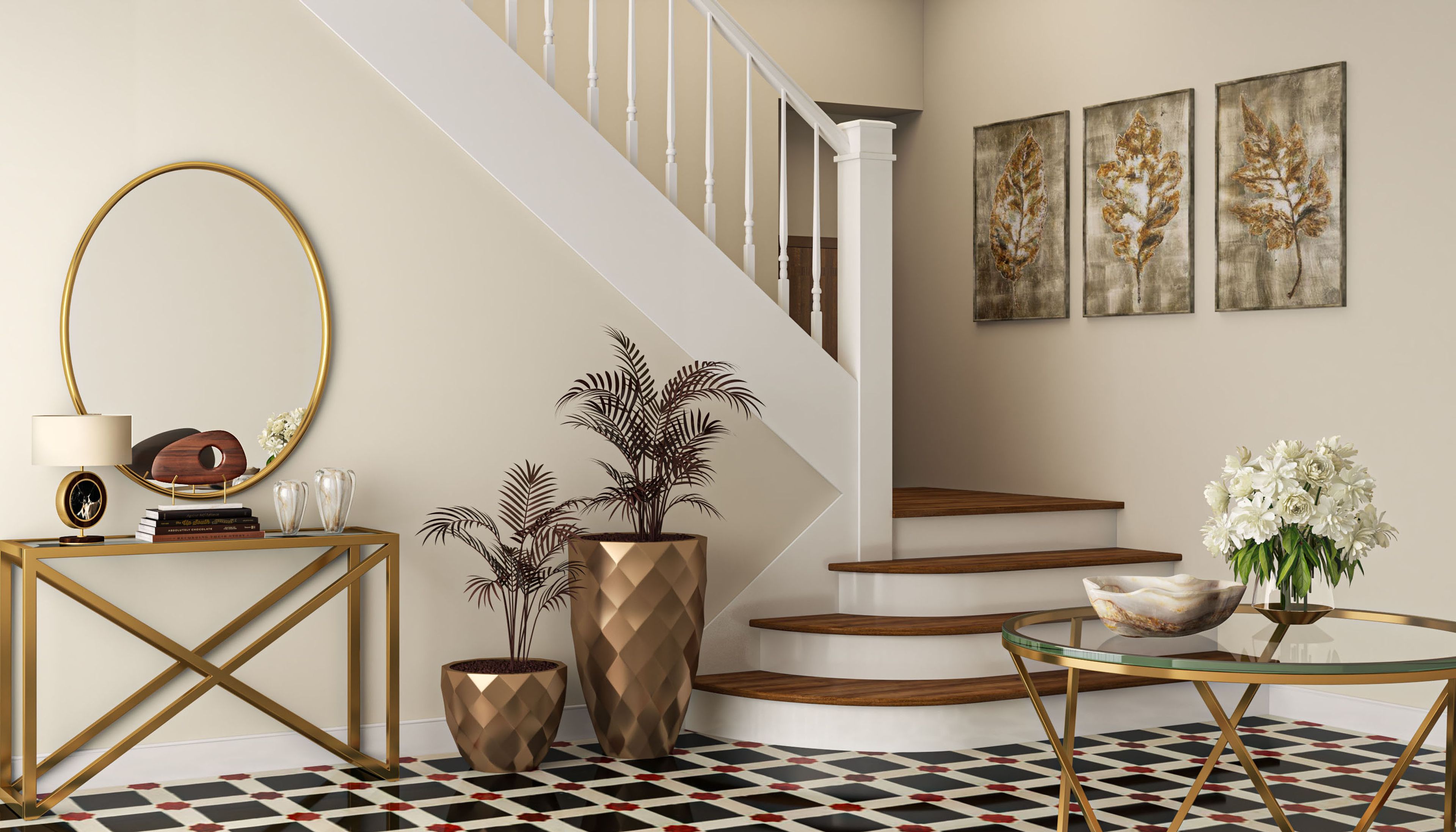 Modern Wood and Concrete Balustrade Staircase Design