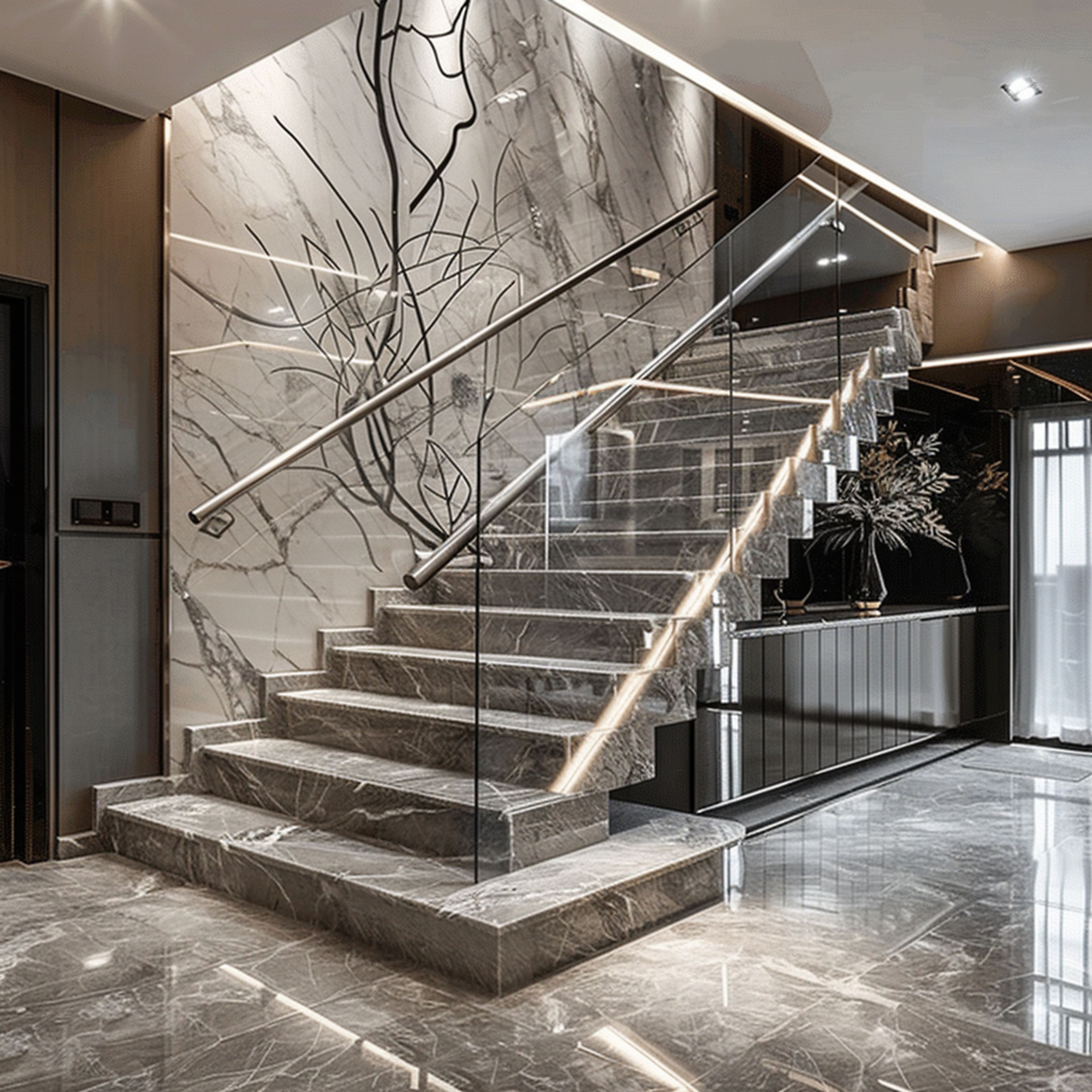 Modern Glass Balustrade Staircase Design