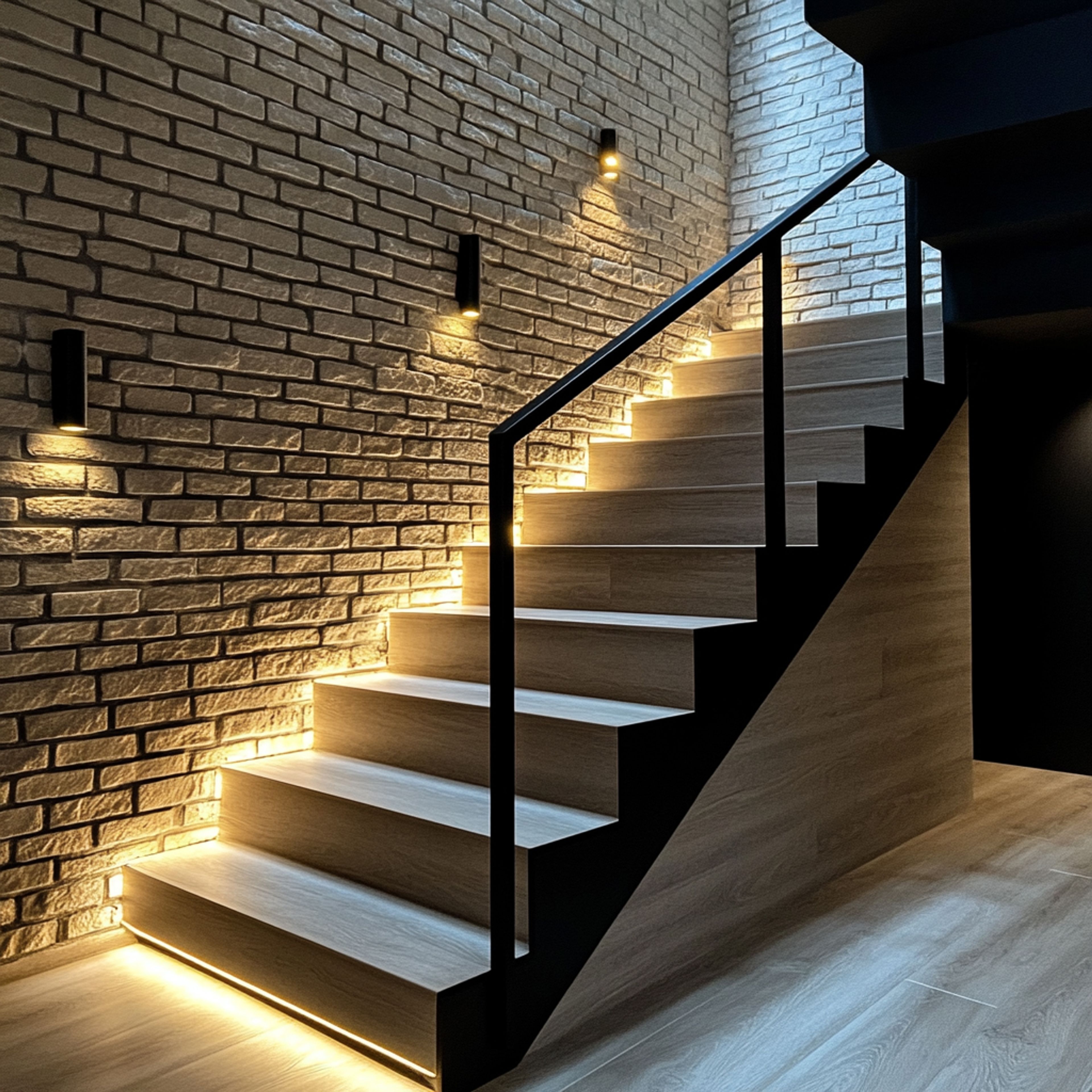 Industrial Half-Landing Wooden Staircase Design