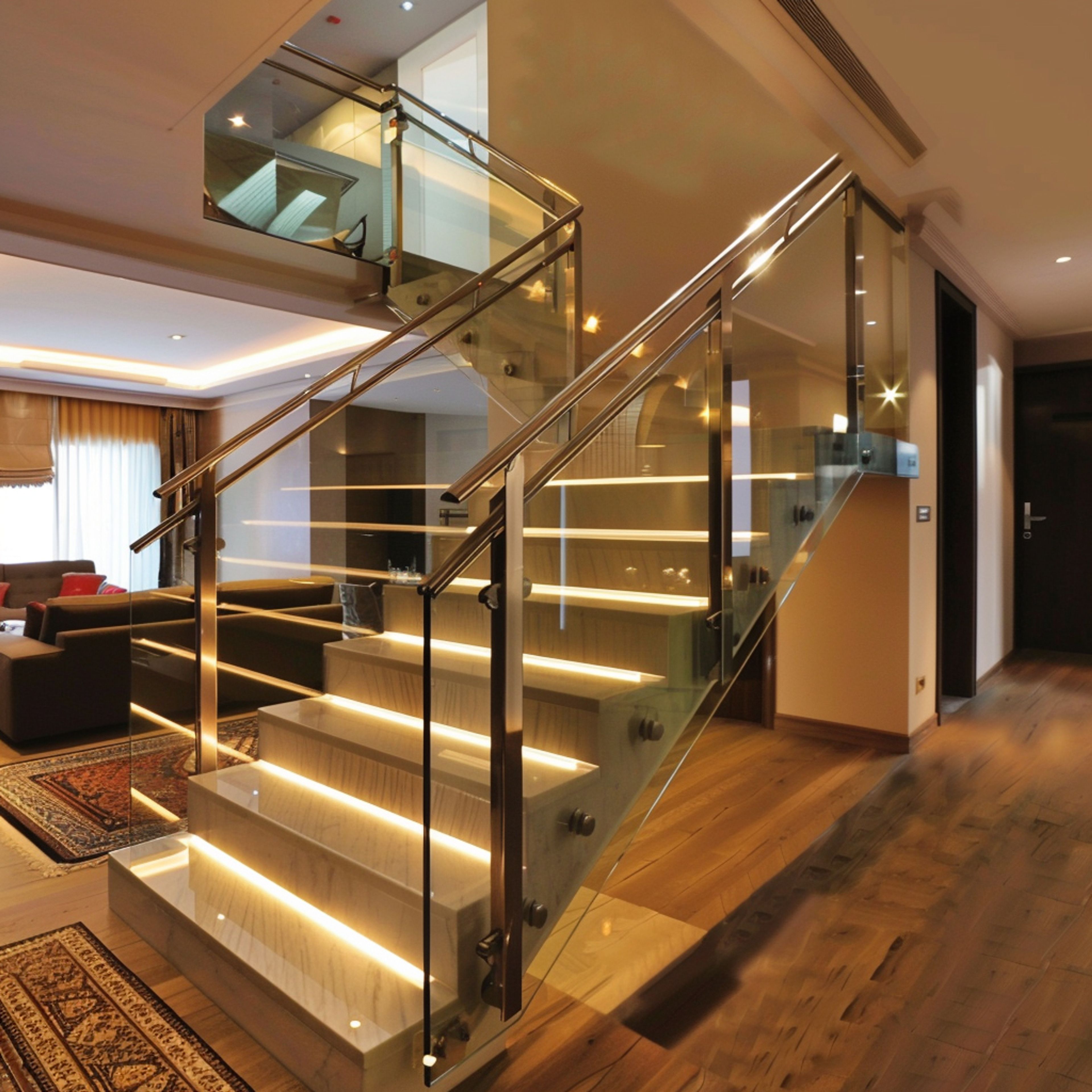 Sleek Modern Glass Balustrade Staircase Design