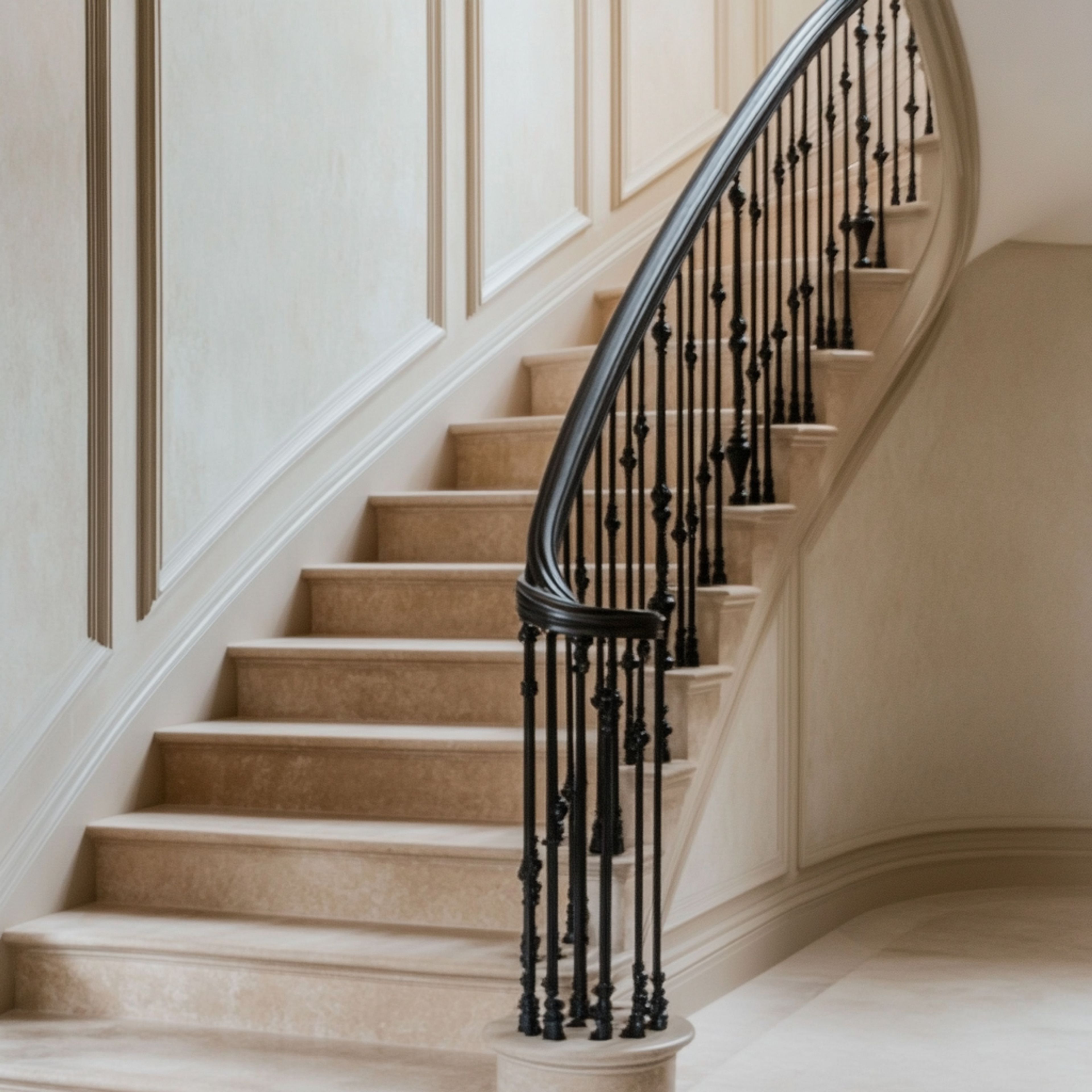 Modern Curved Spiral Staircase Design in Concrete and Metal