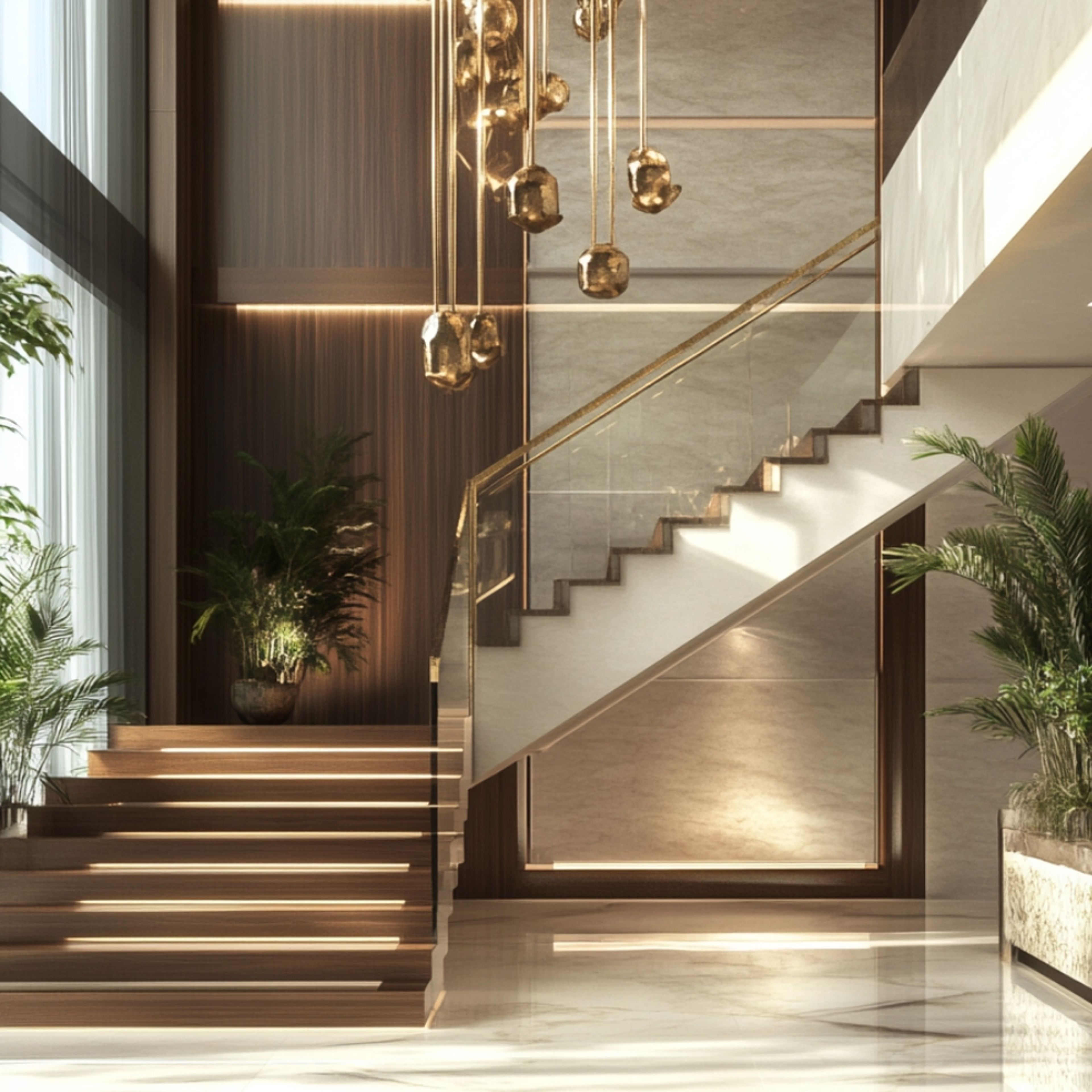 Contemporary L-Shaped Concrete Staircase Design