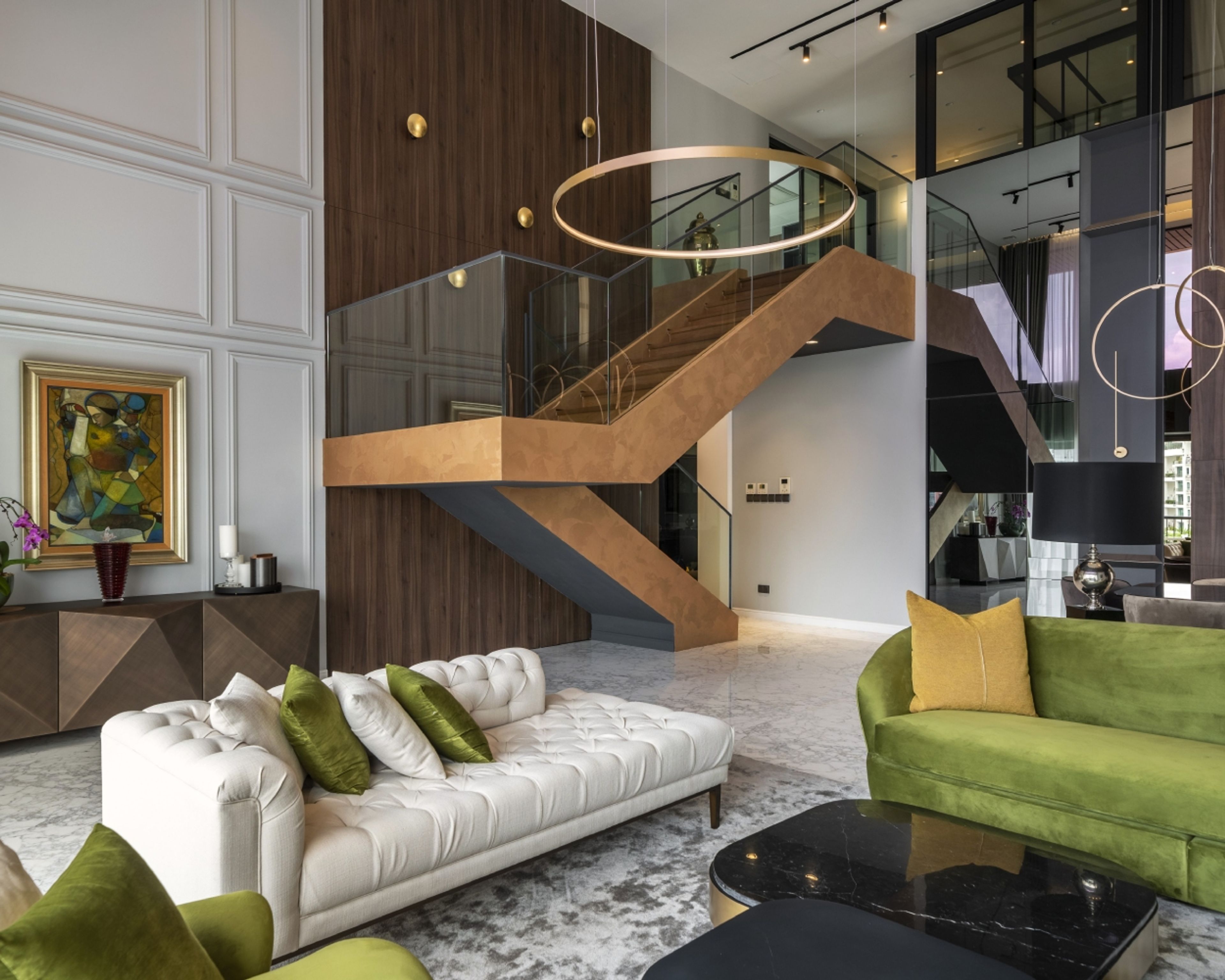 Contemporary U-Shaped Staircase Design in Steel and Wood