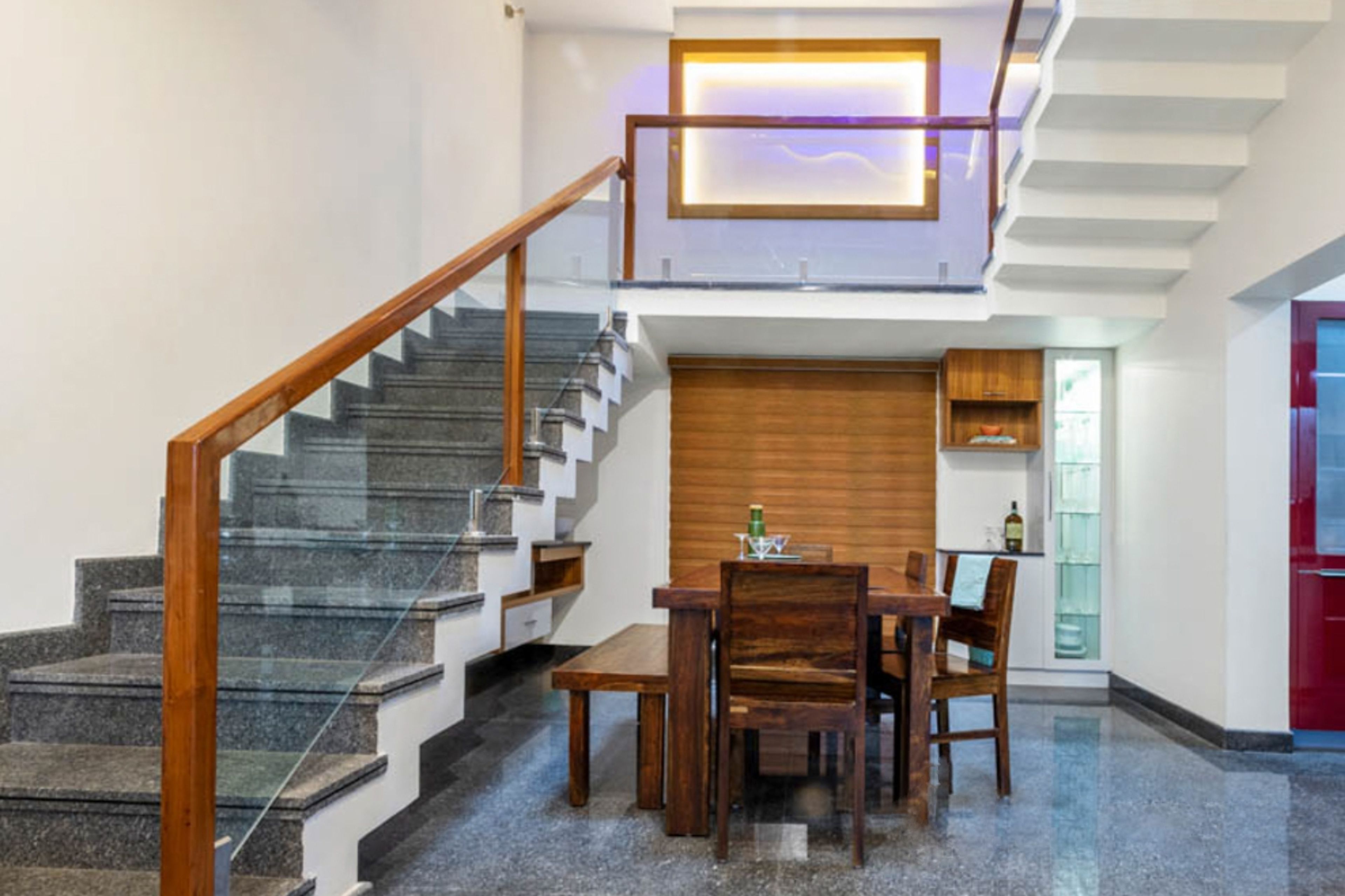 Sleek Concrete Modern U-Shaped Staircase Design