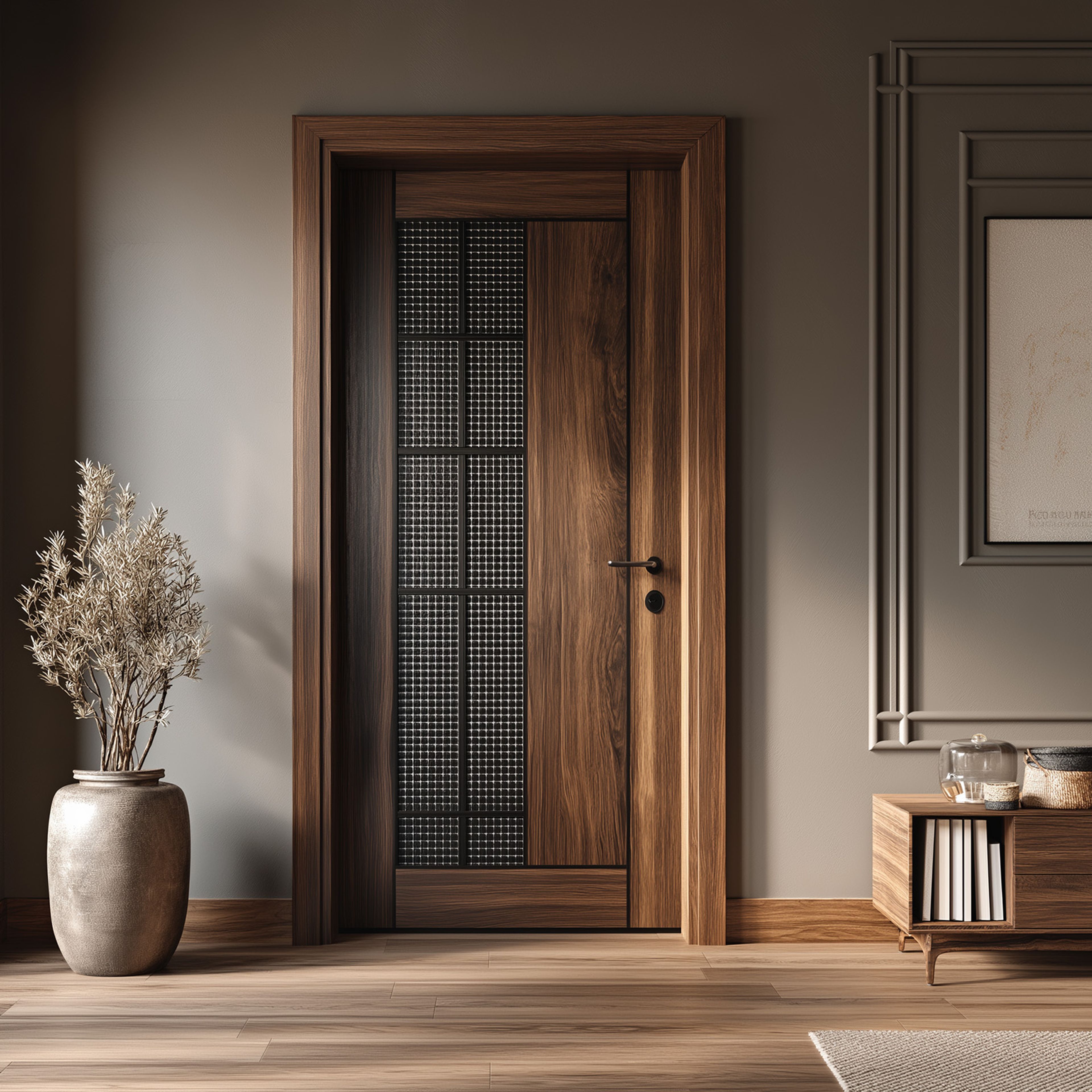 Modern Swing Single Door Design with Matte Finish For Entrances