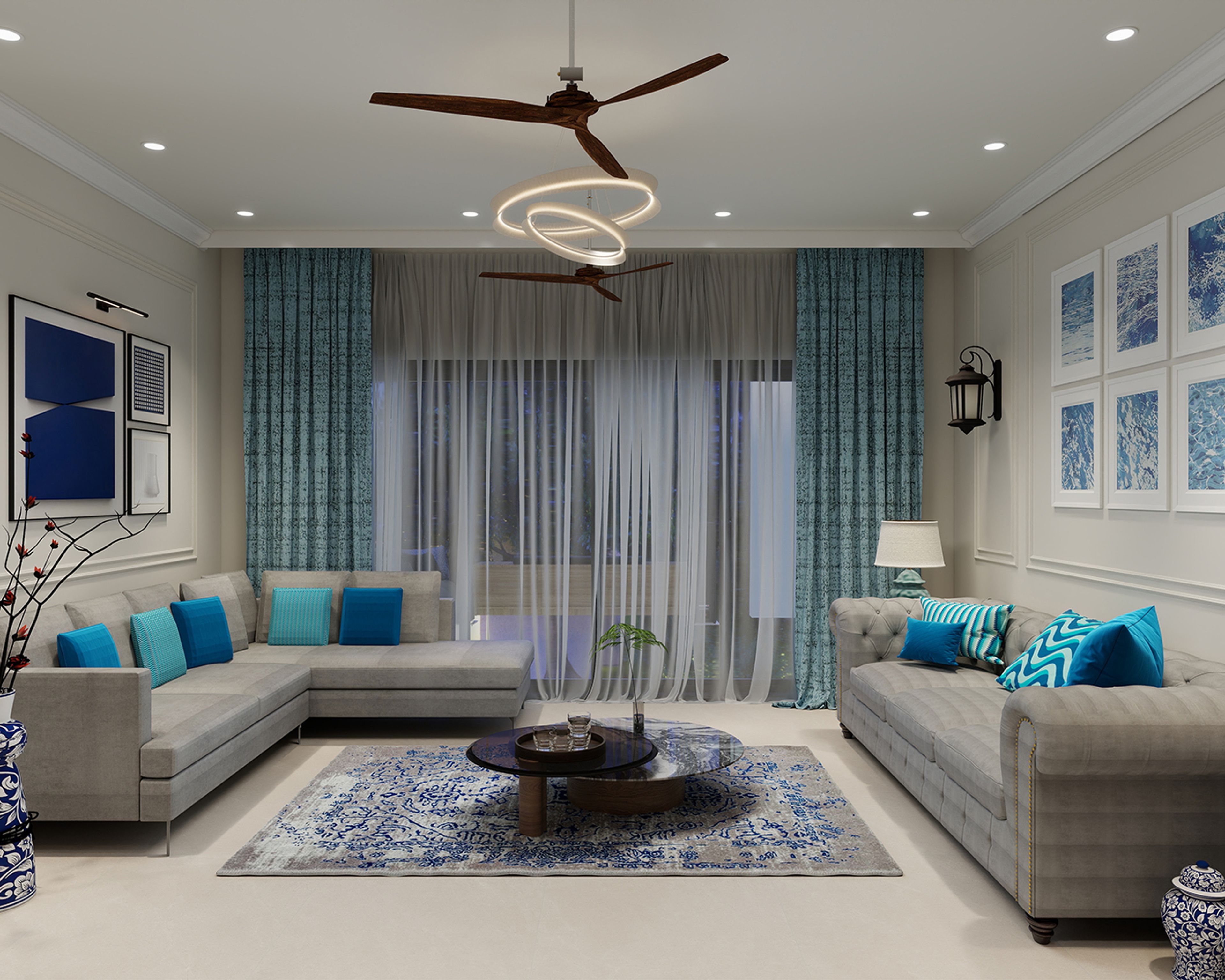 Classic Living Room Design with Tufted Chesterfield Sofa and Wainscoting