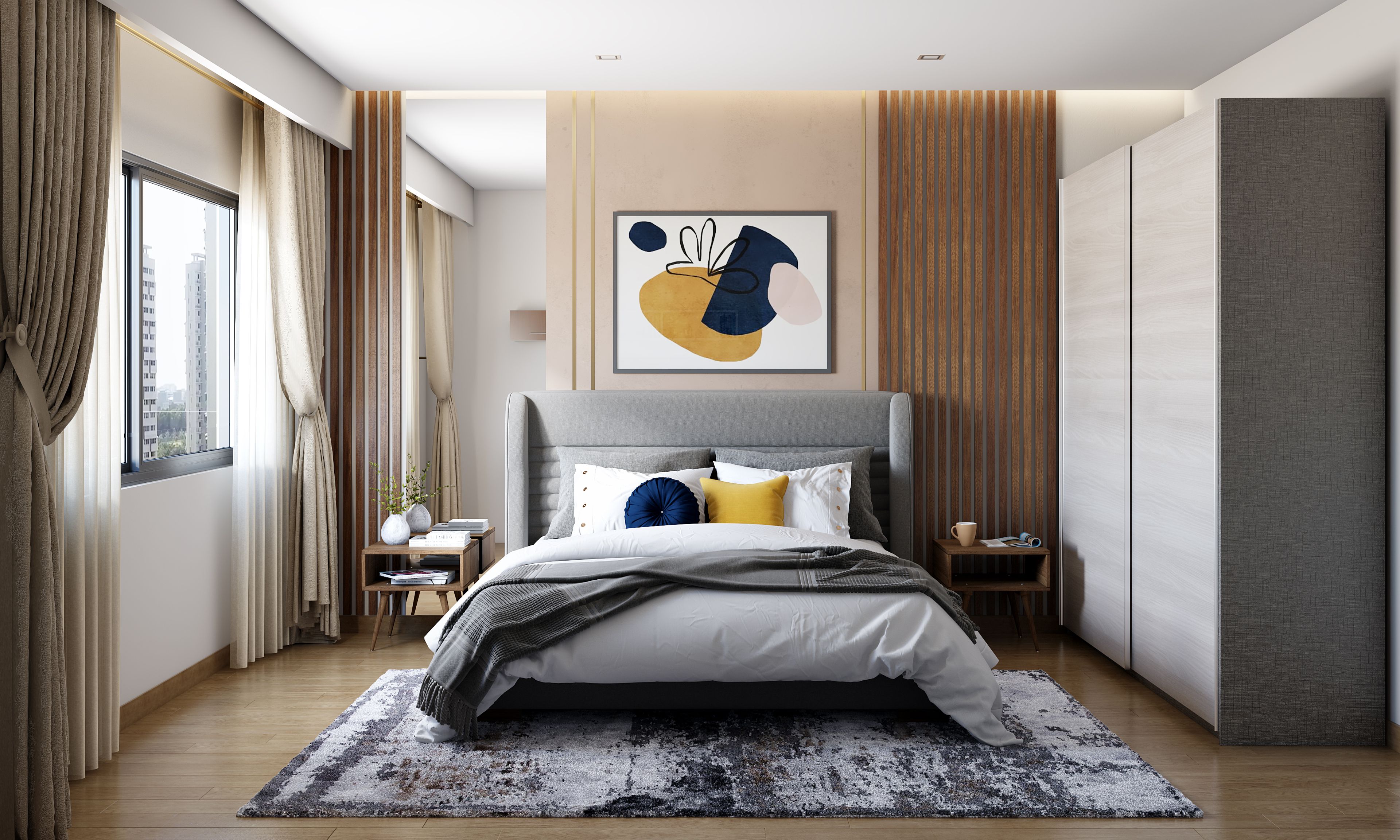 Contemporary Theme Compact Sized Master Bedroom Design