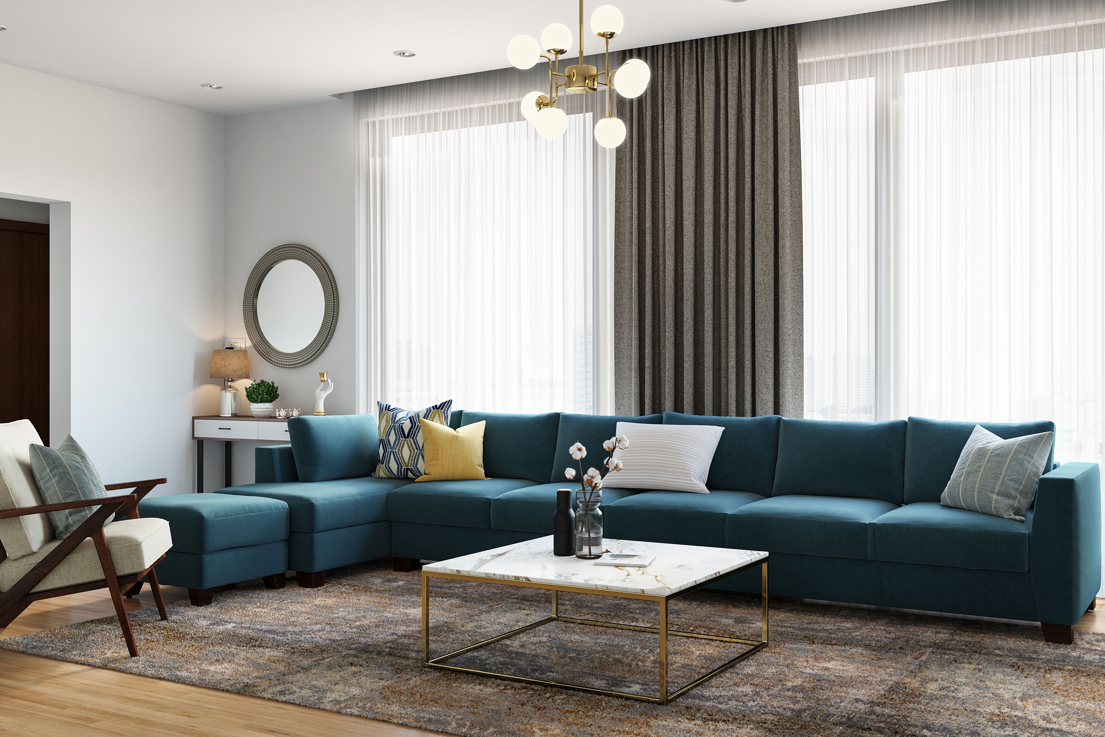 Contemporary Style Spacious Convenient Living Room Design