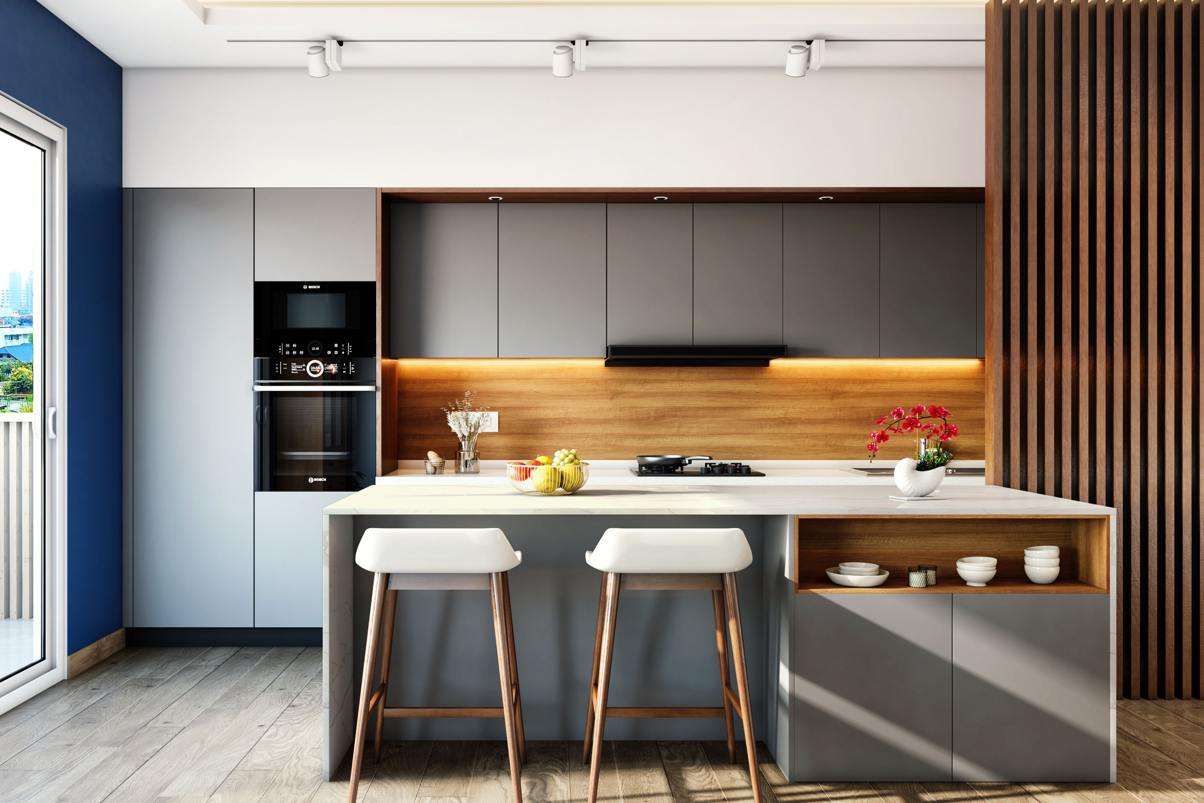 Modern Kitchen Design With White Dining Table