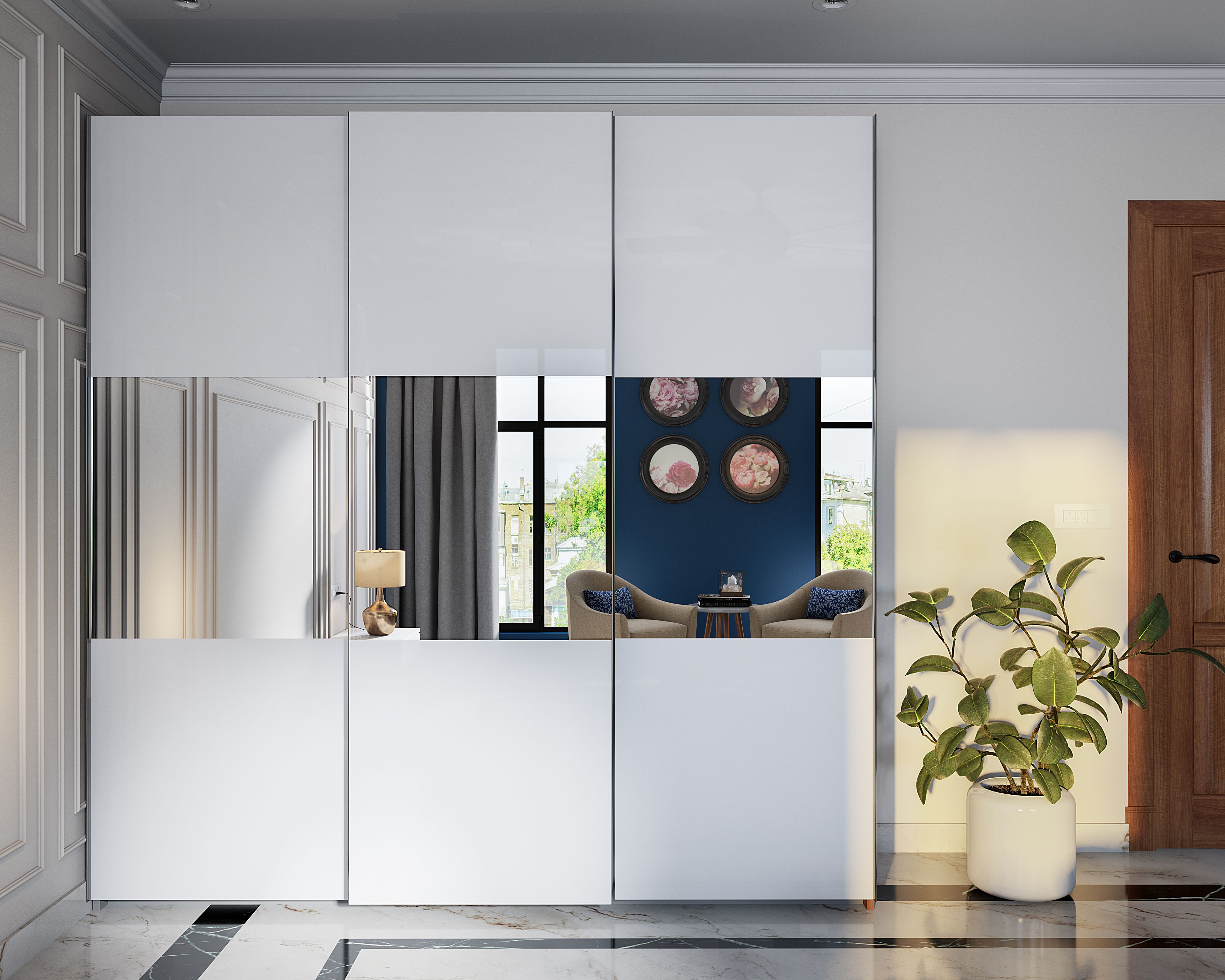 Modern White Glossy Wardrobe Design