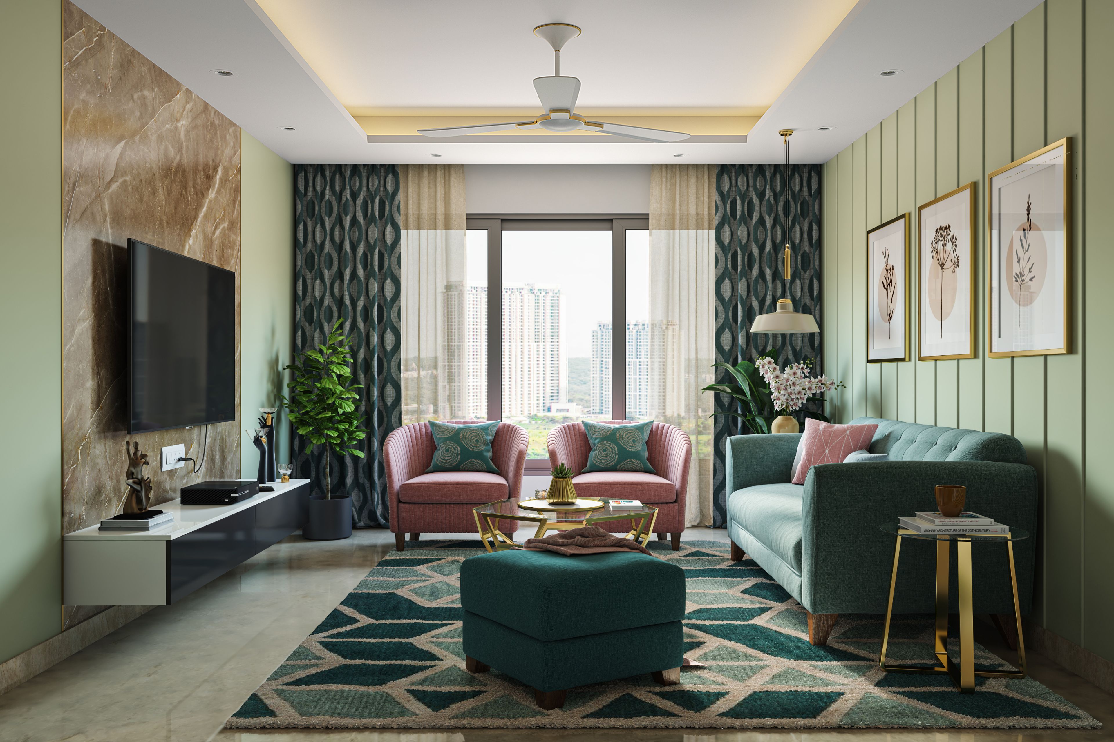 Classic Earthy Toned Living Room Design