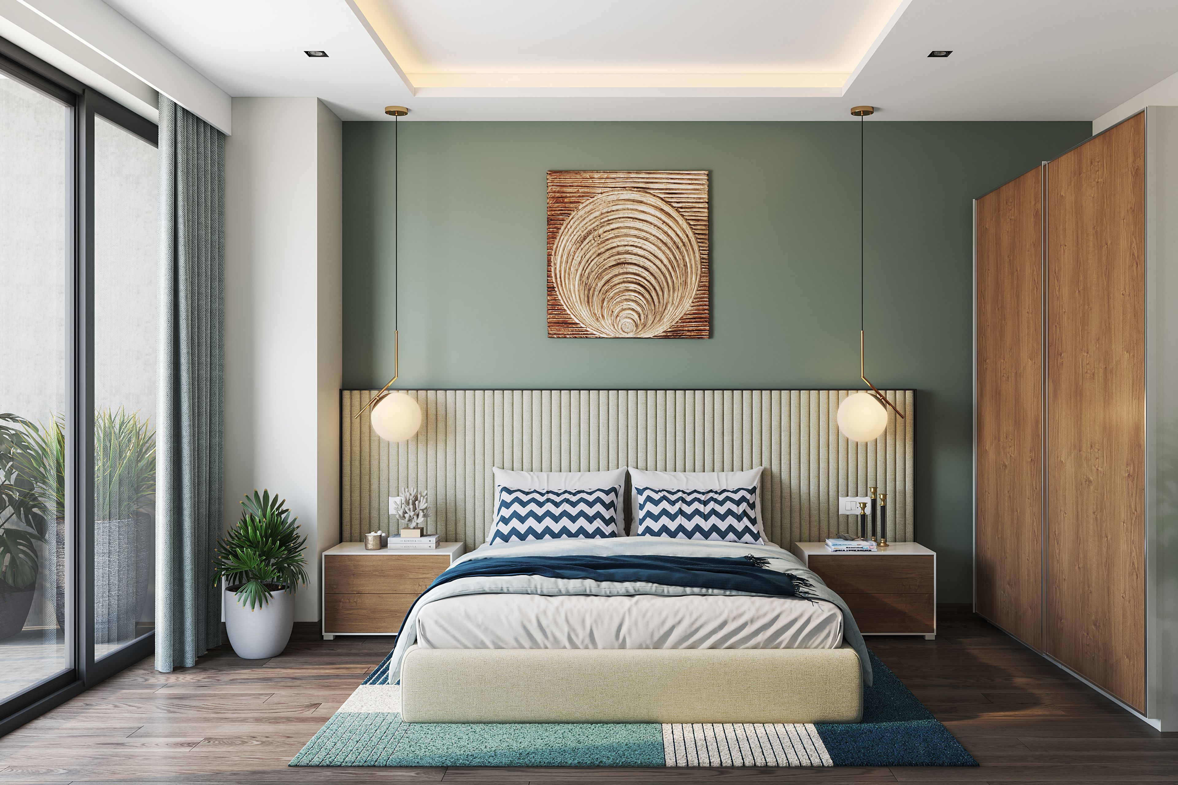 Modern Master Bedroom Design With Sliding Wardrobe