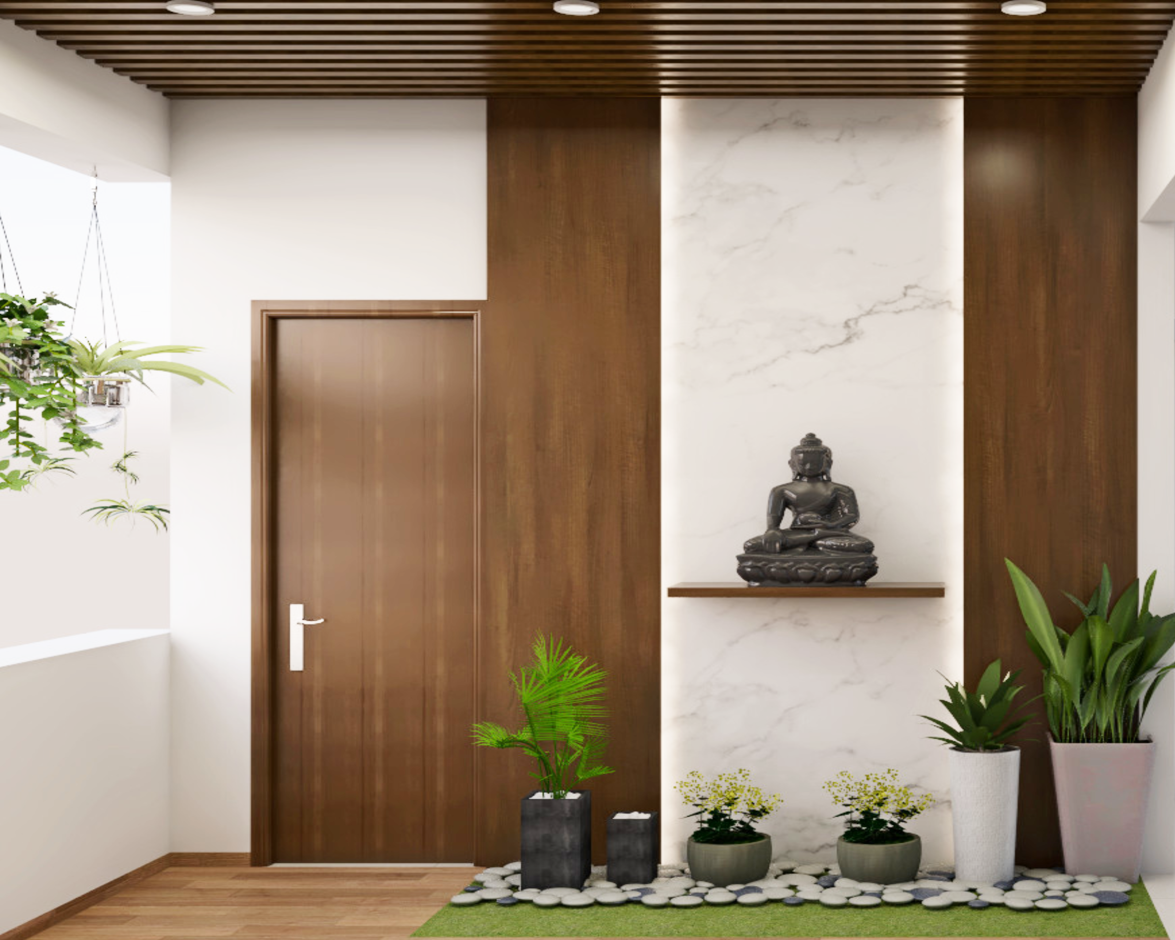 Modern Spacious Balcony Design with Long Seating and Storage Unit - Livspace