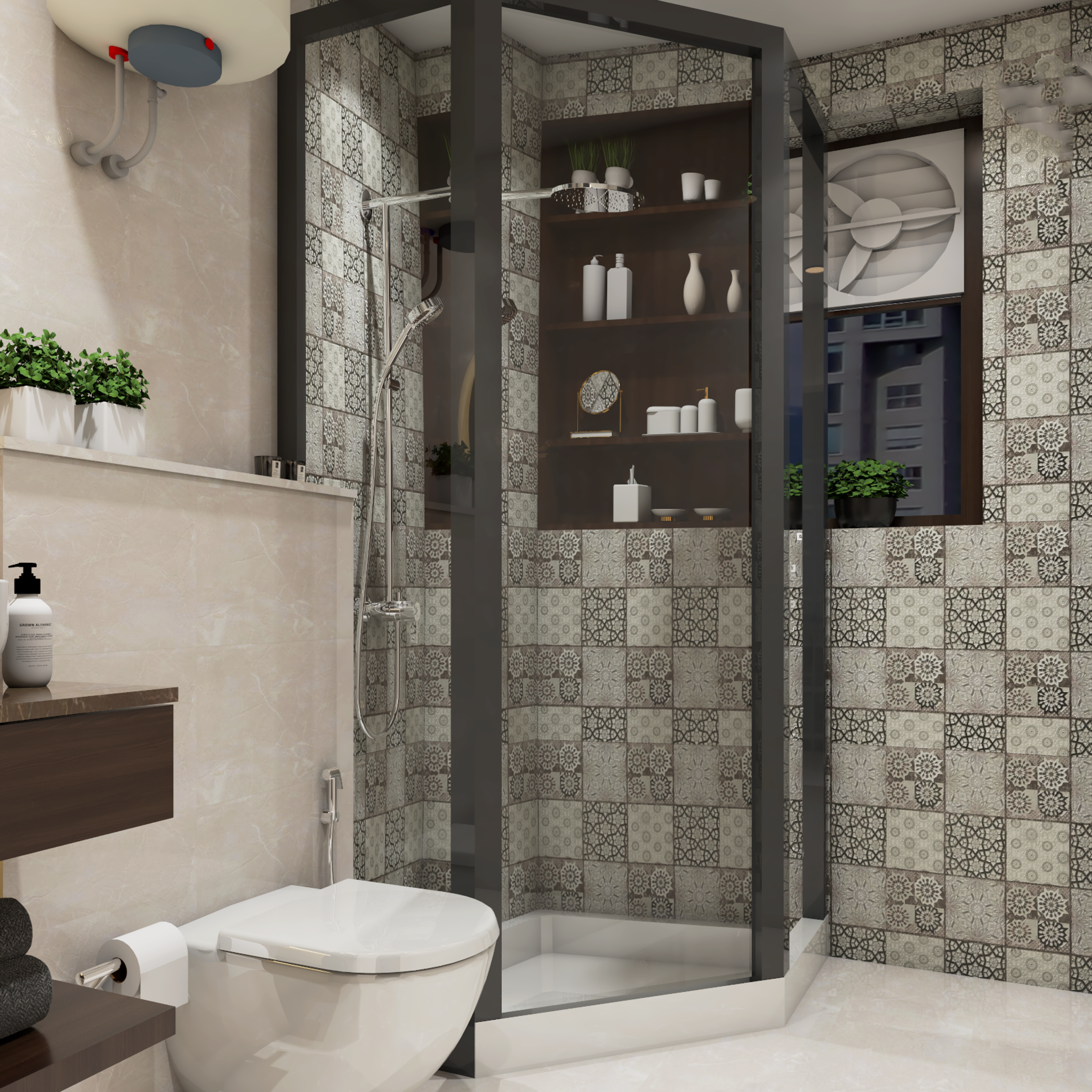 Compact Bathroom Design With Separate Shower Area - Livspace