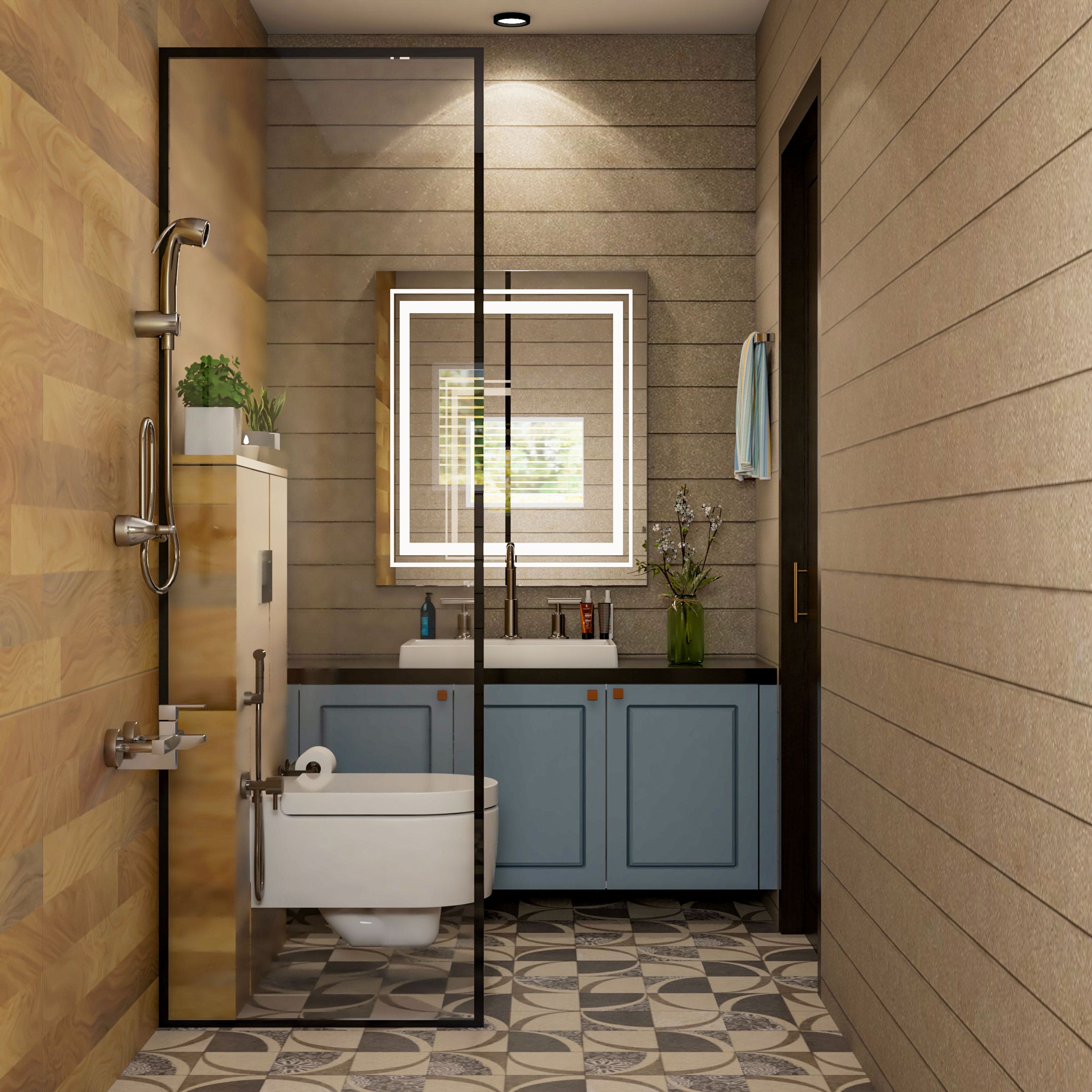 Contemporary Spacious Bathroom Design With Ample Storage Space