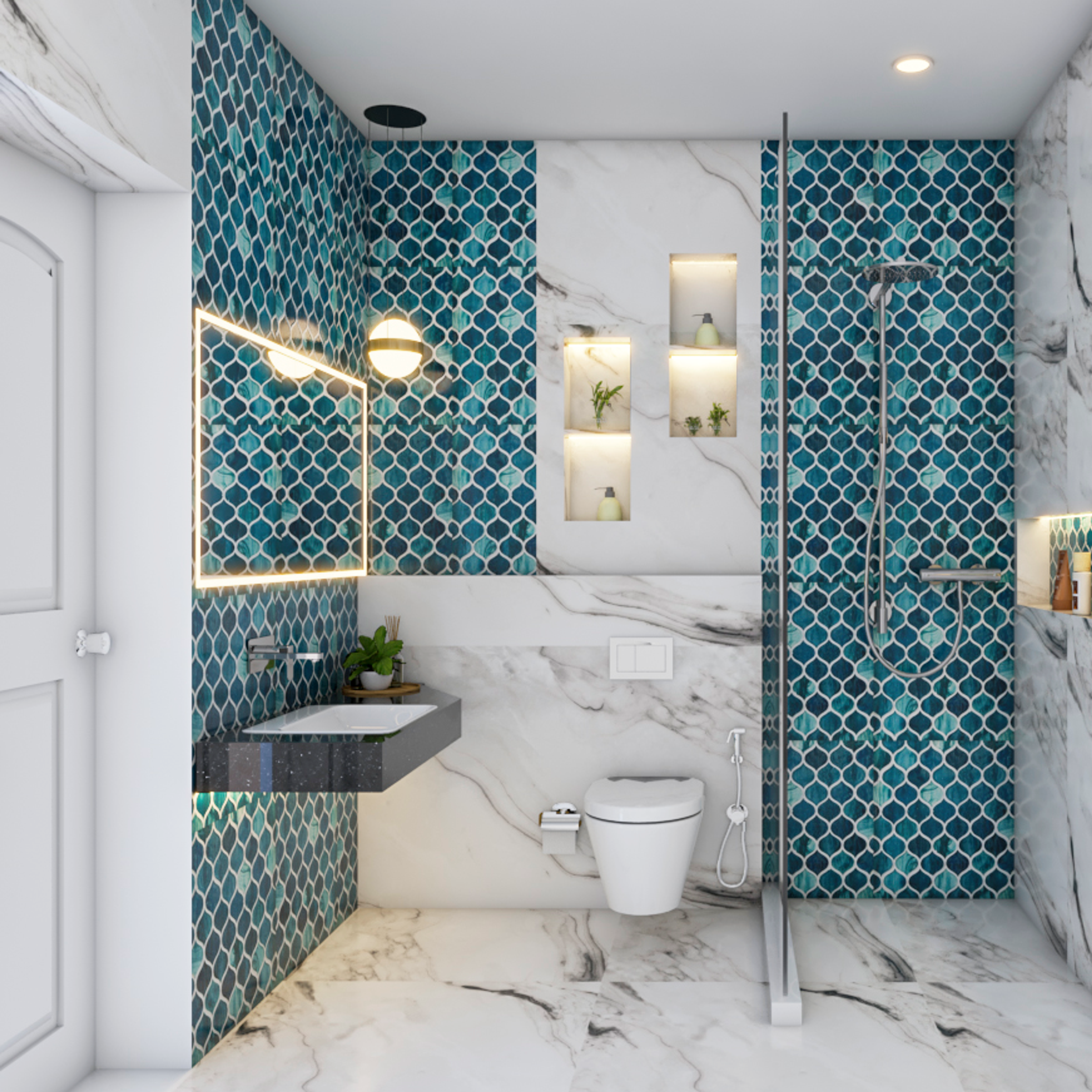 Vibrant Bathroom With Modern Interiors