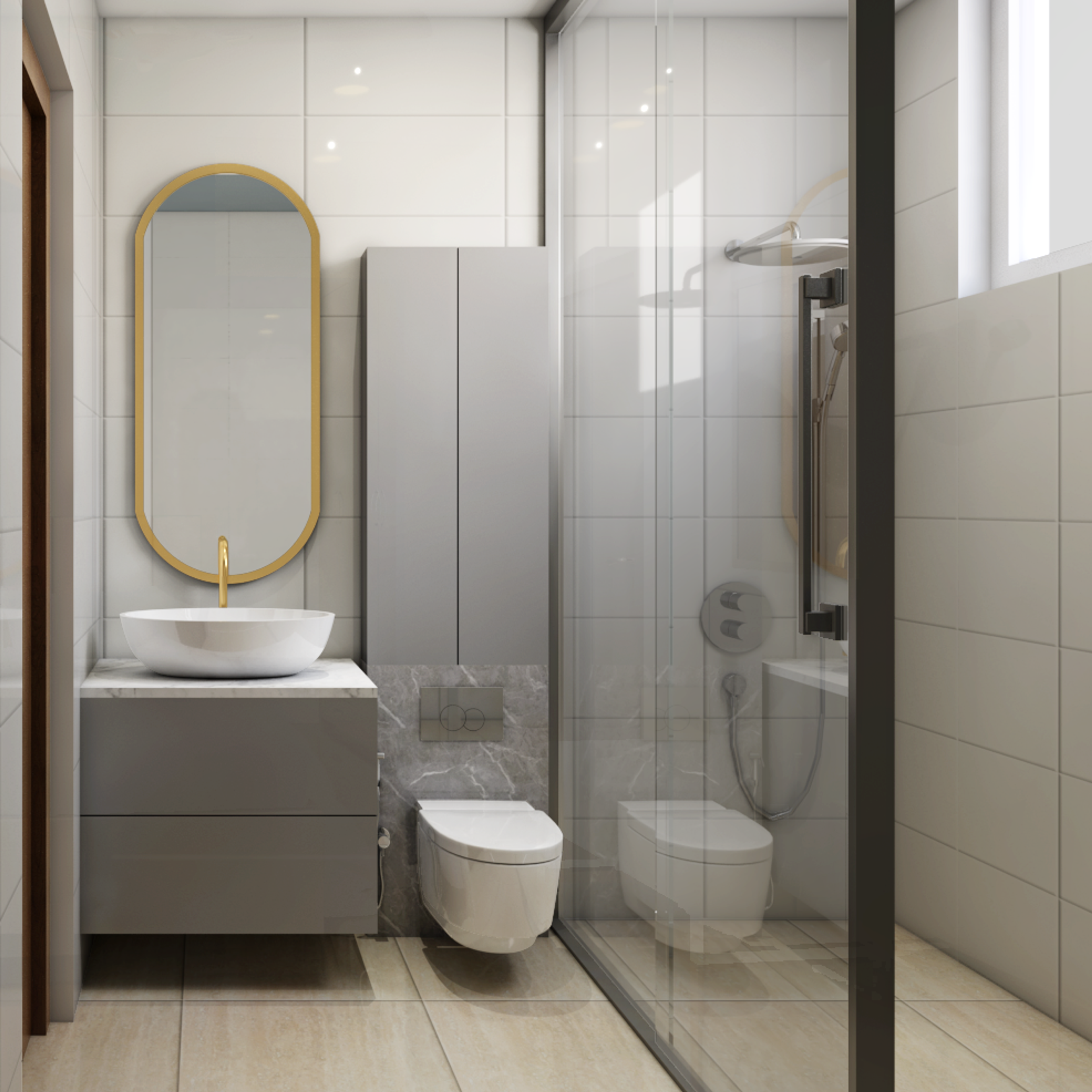 Minimalistic Compact Bathroom Designed For Convenience