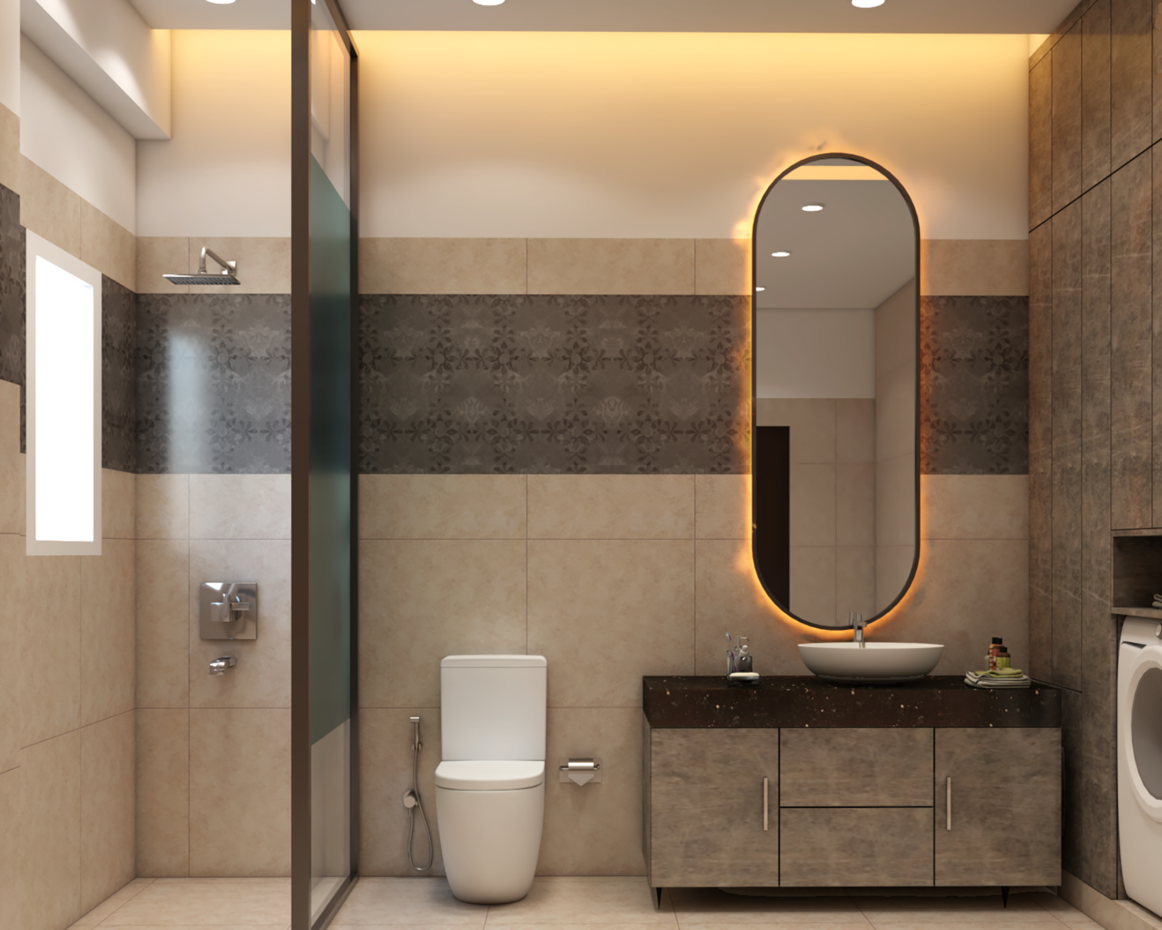 Modern Bathroom with Brown Tones