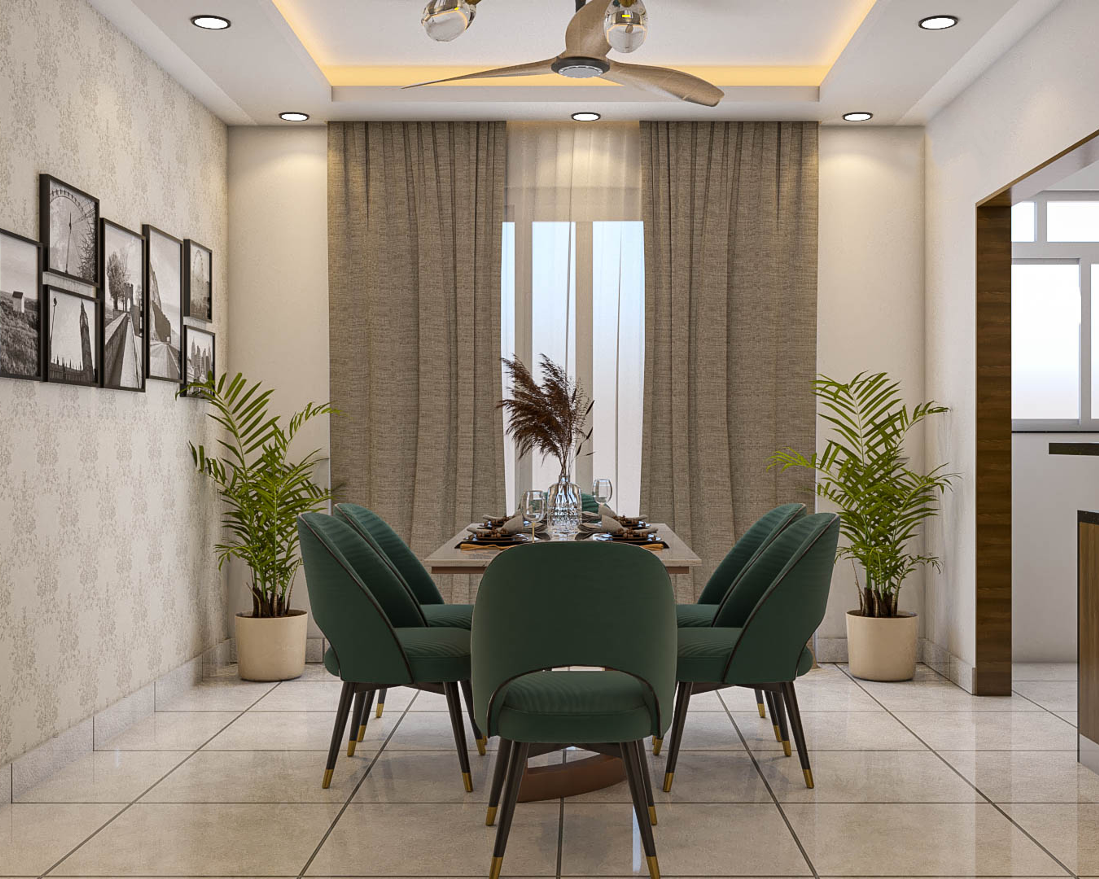 Modern Spacious Dining Room Designed With Elegant Interiors - Livspace