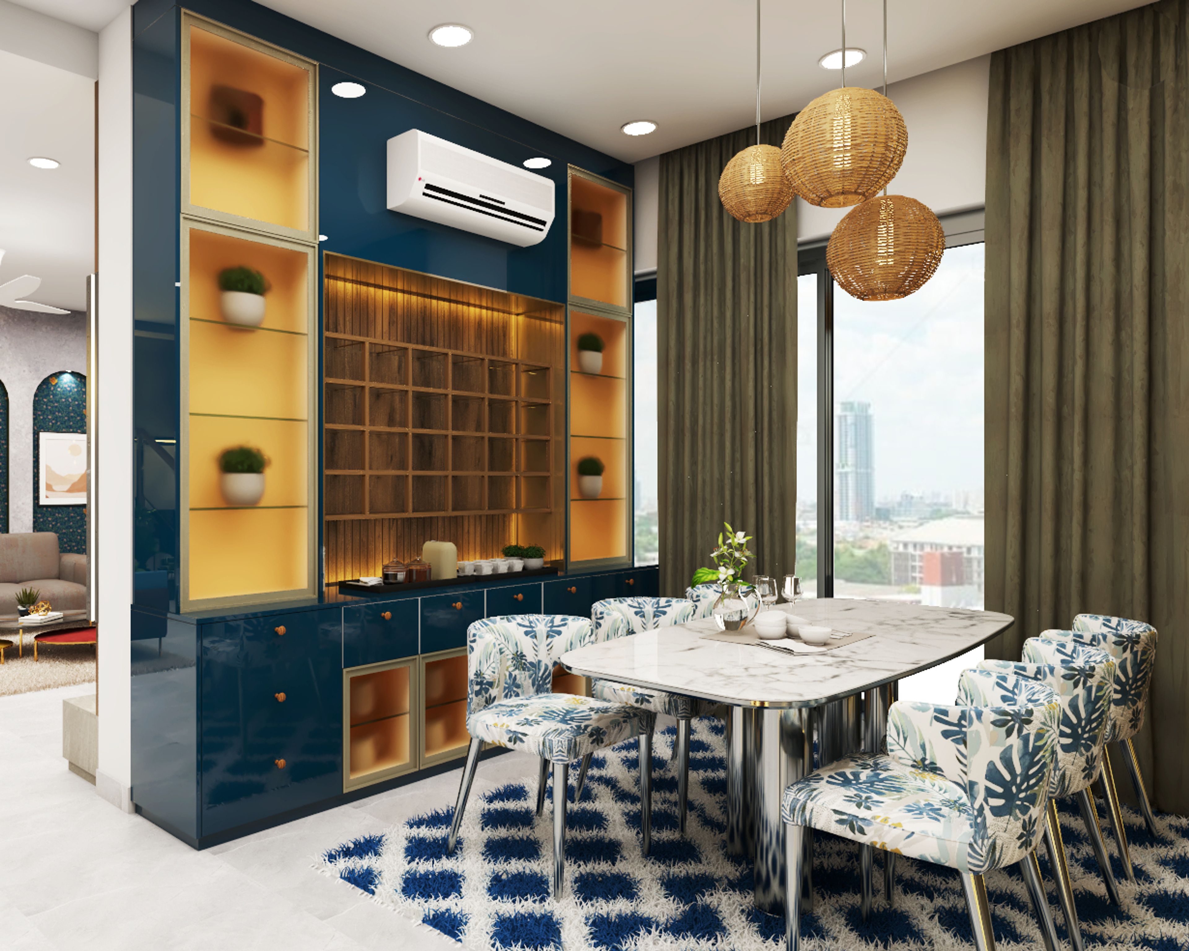 Low Maintenance Compact Contemporary Dining Area - Livspace