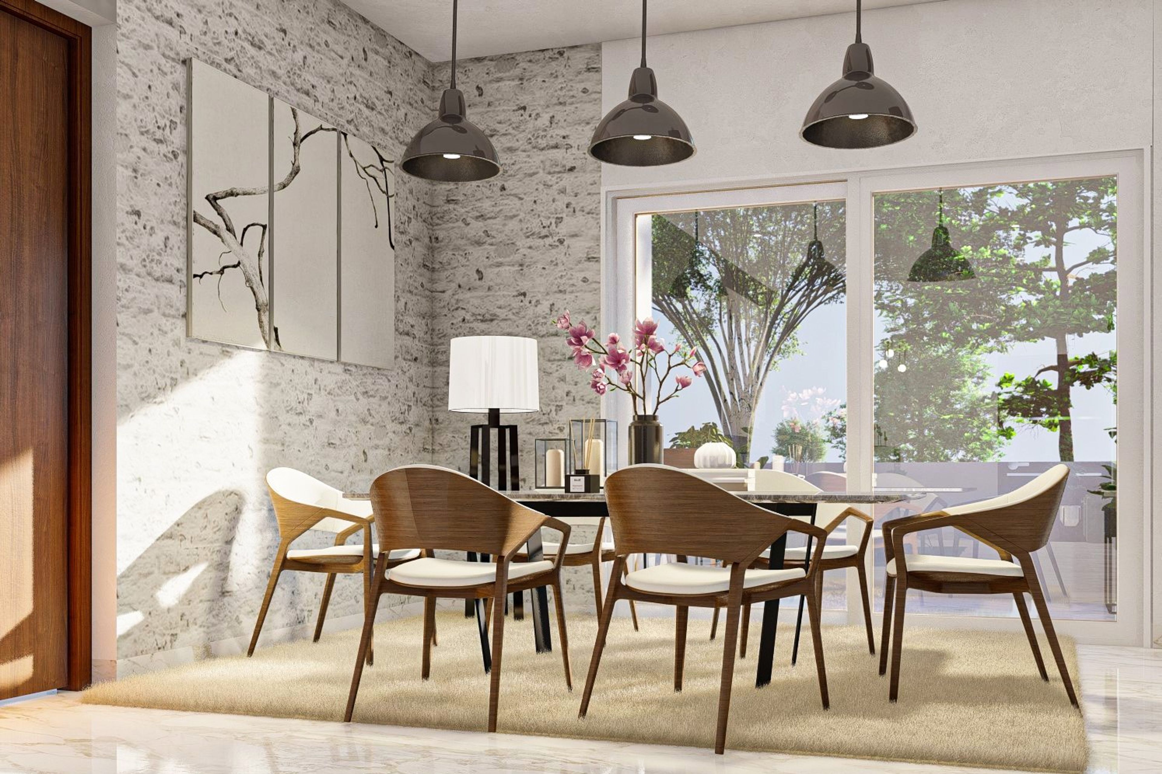 Spacious Dining Room With Rich Modern Interiors For Huge Families - Livspace