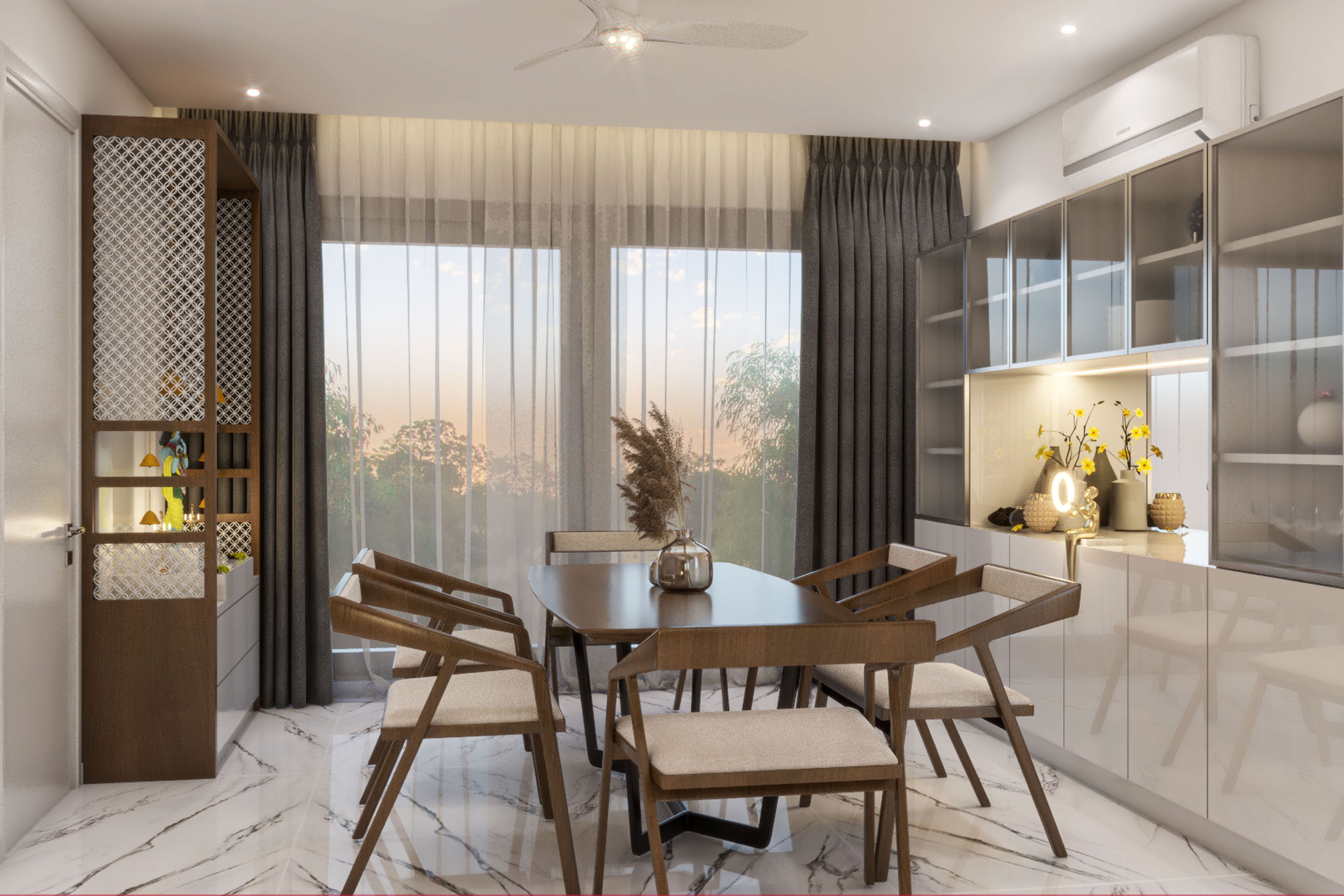 Modern Multifuncational Dining Room Design With Spacious Layout - Livspace