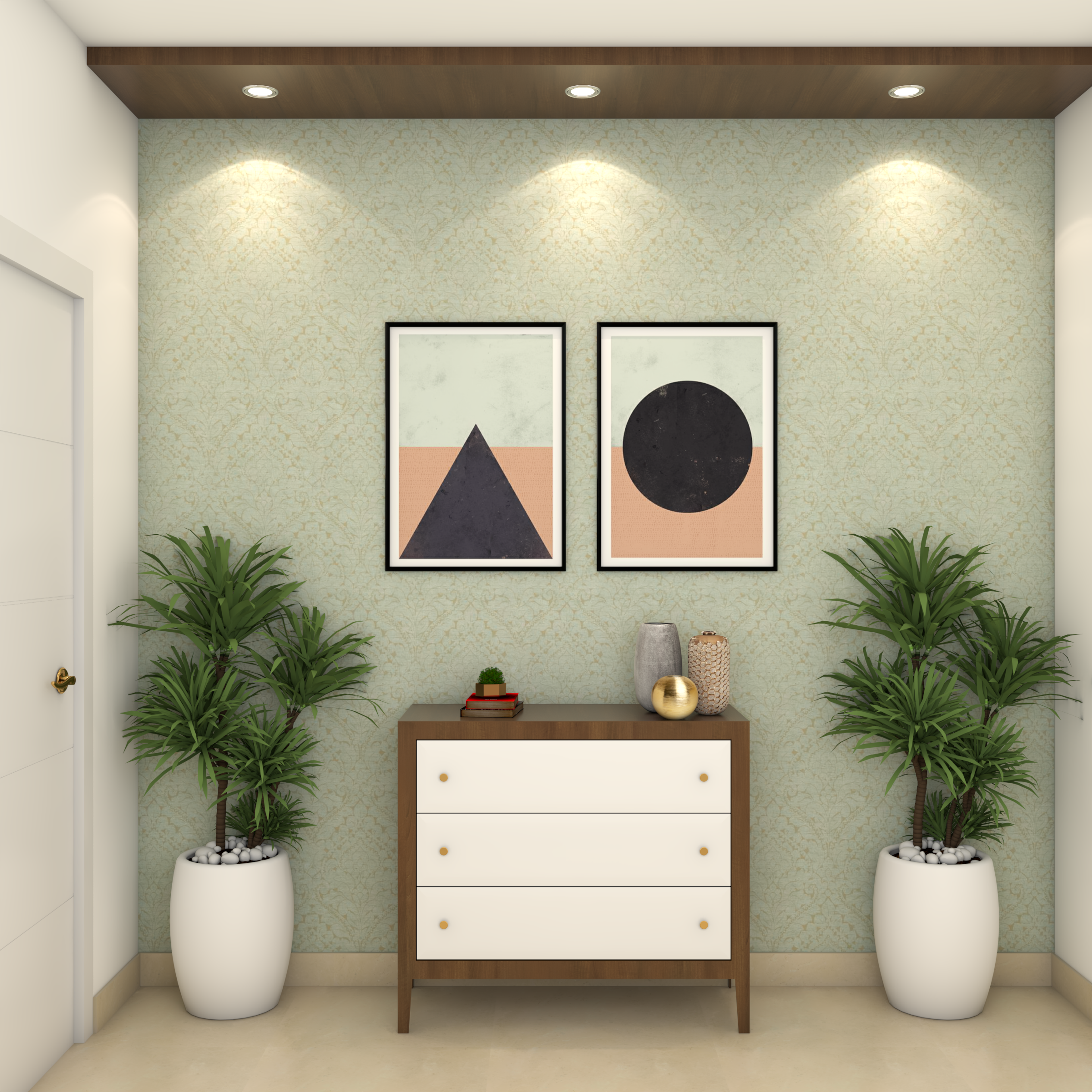 Contemporary Spacious Entrance Foyer Design Idea with Potted Plants - Livspace