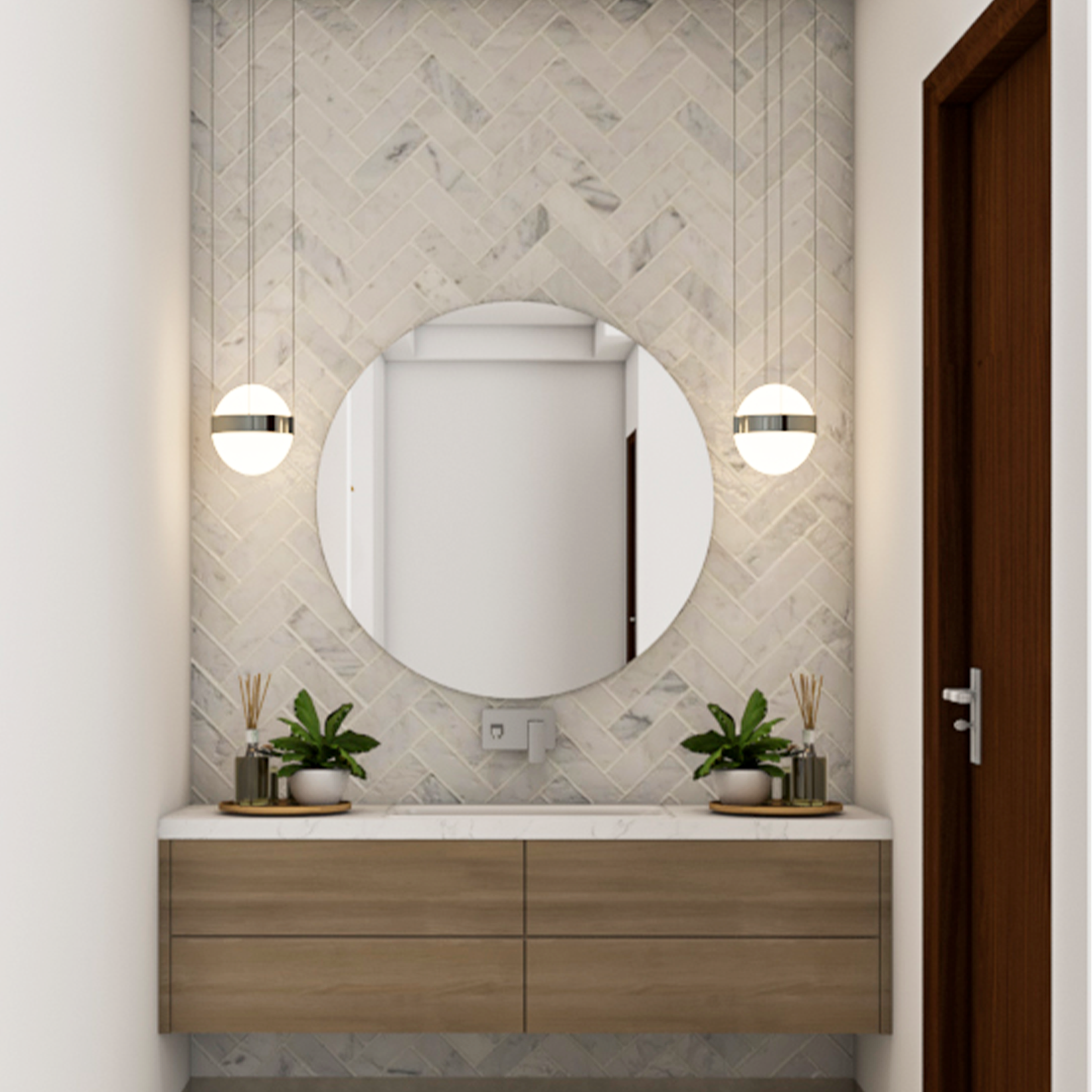 Modern Compact Entrance Foyer Design Idea with Mirror - Livspace