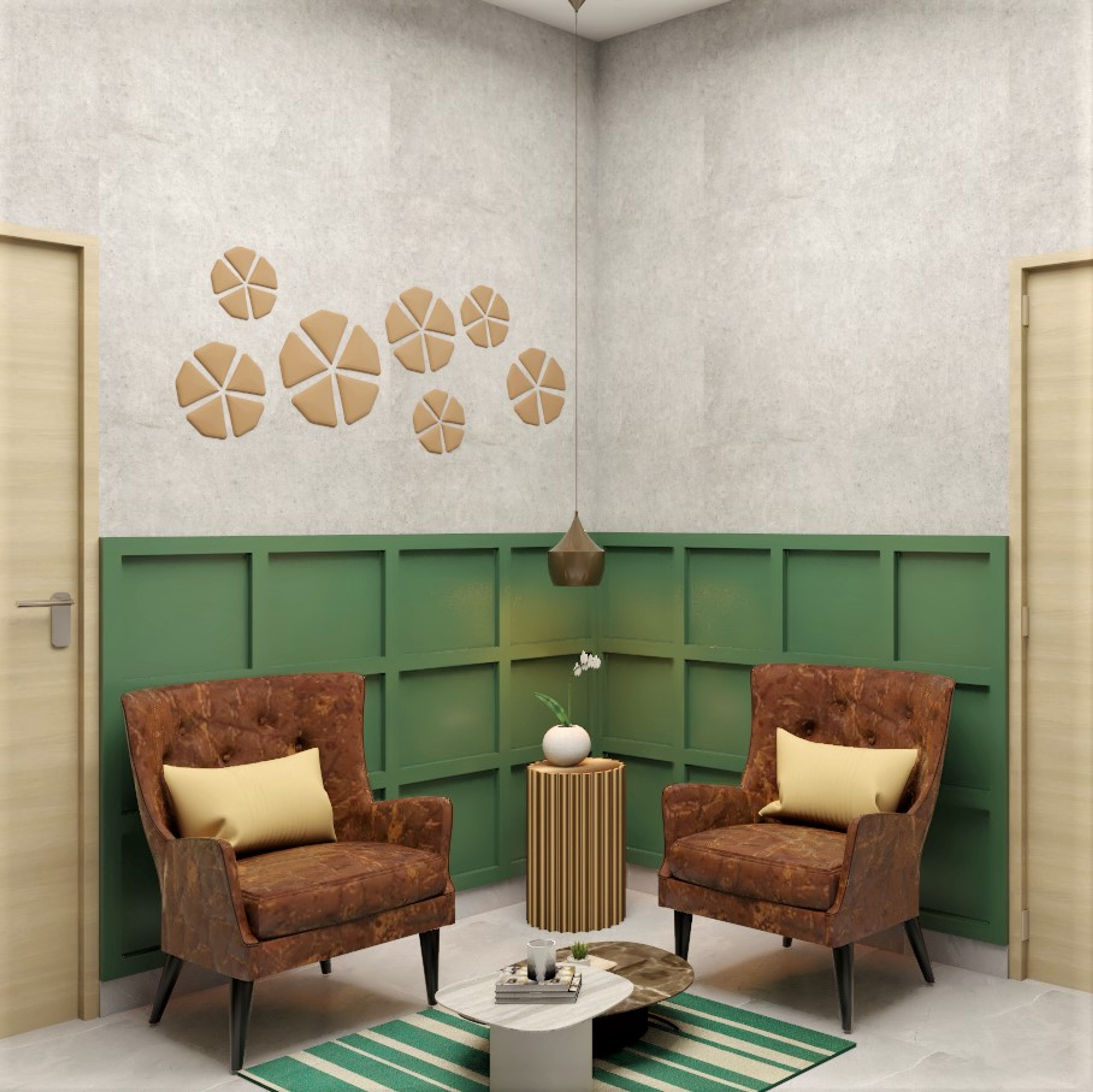 Modern Foyer with Green Trims - Livspace