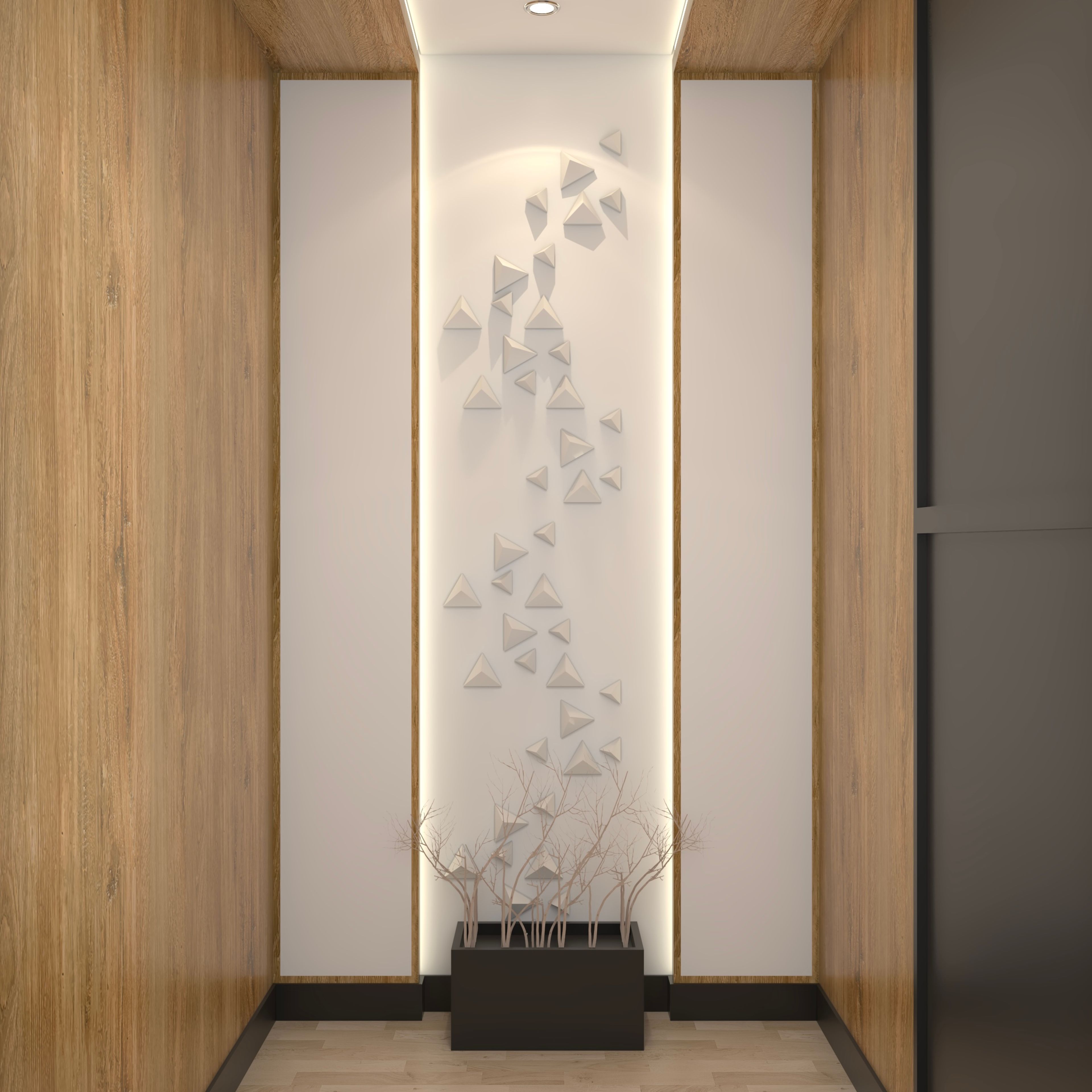 White And Brown 3D Wall Panels - Livspace