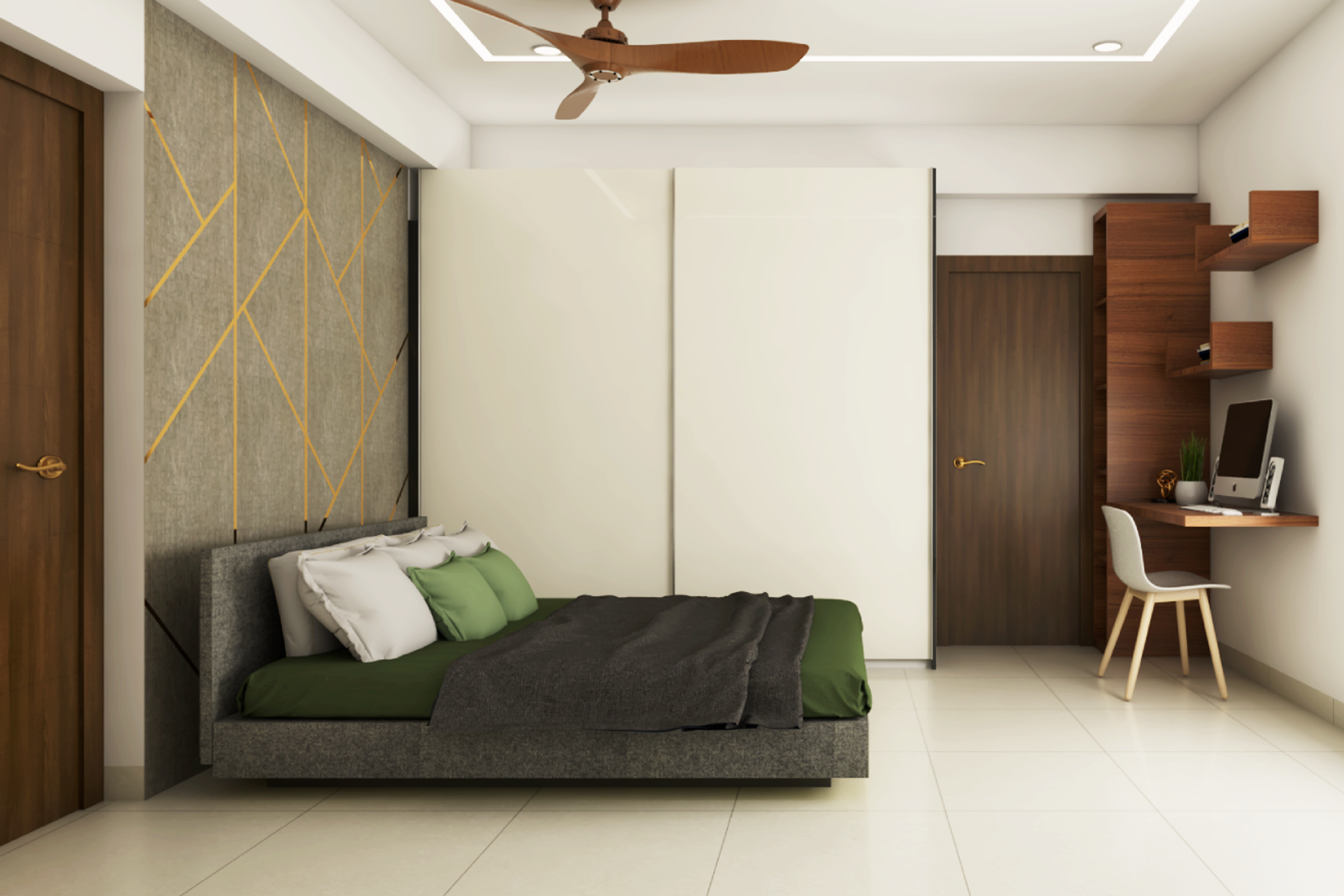 Modern Earthy Toned Spacious Guest Room Design