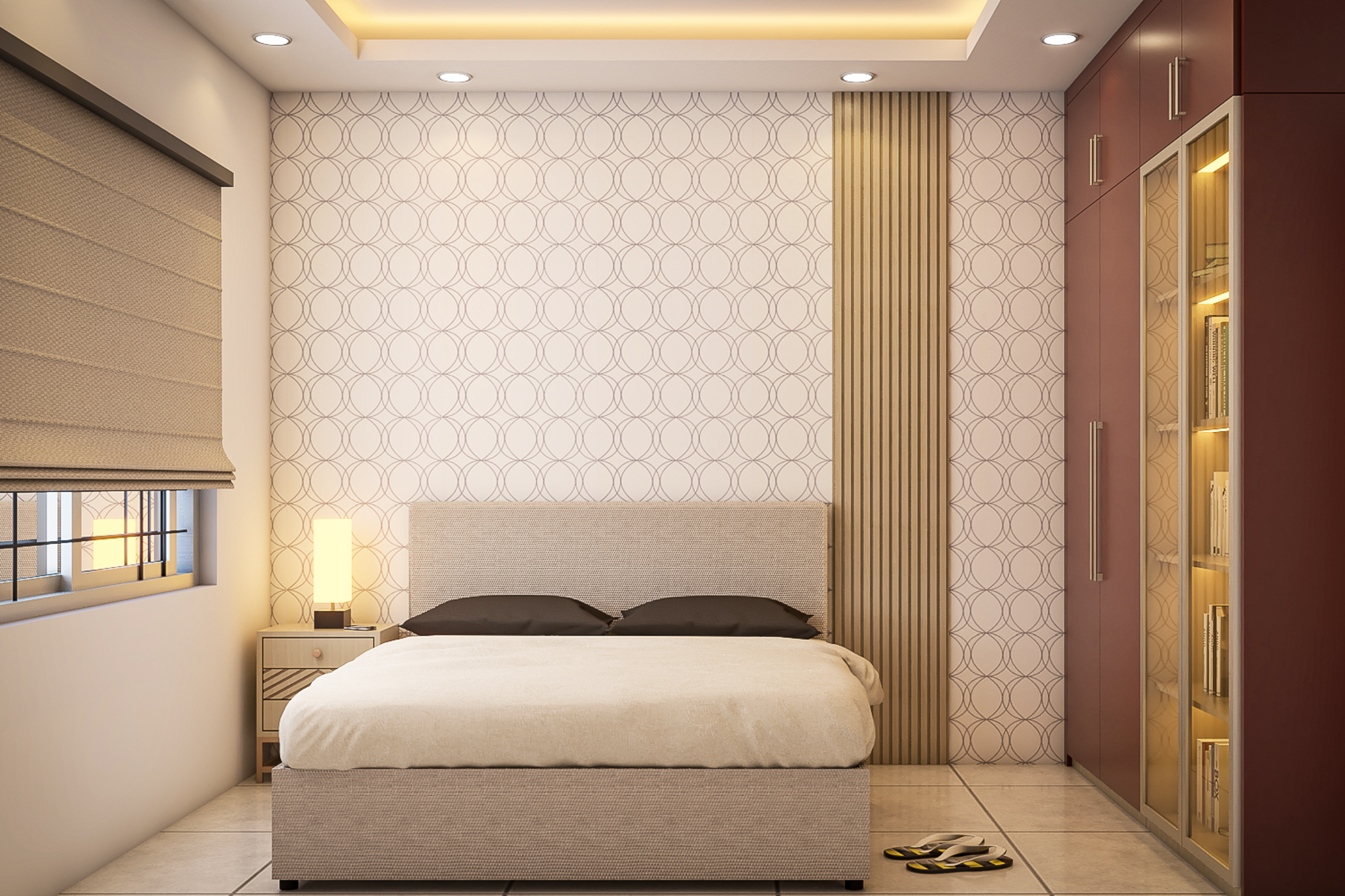 Modern Abstract Themed Compact Guest Bedroom