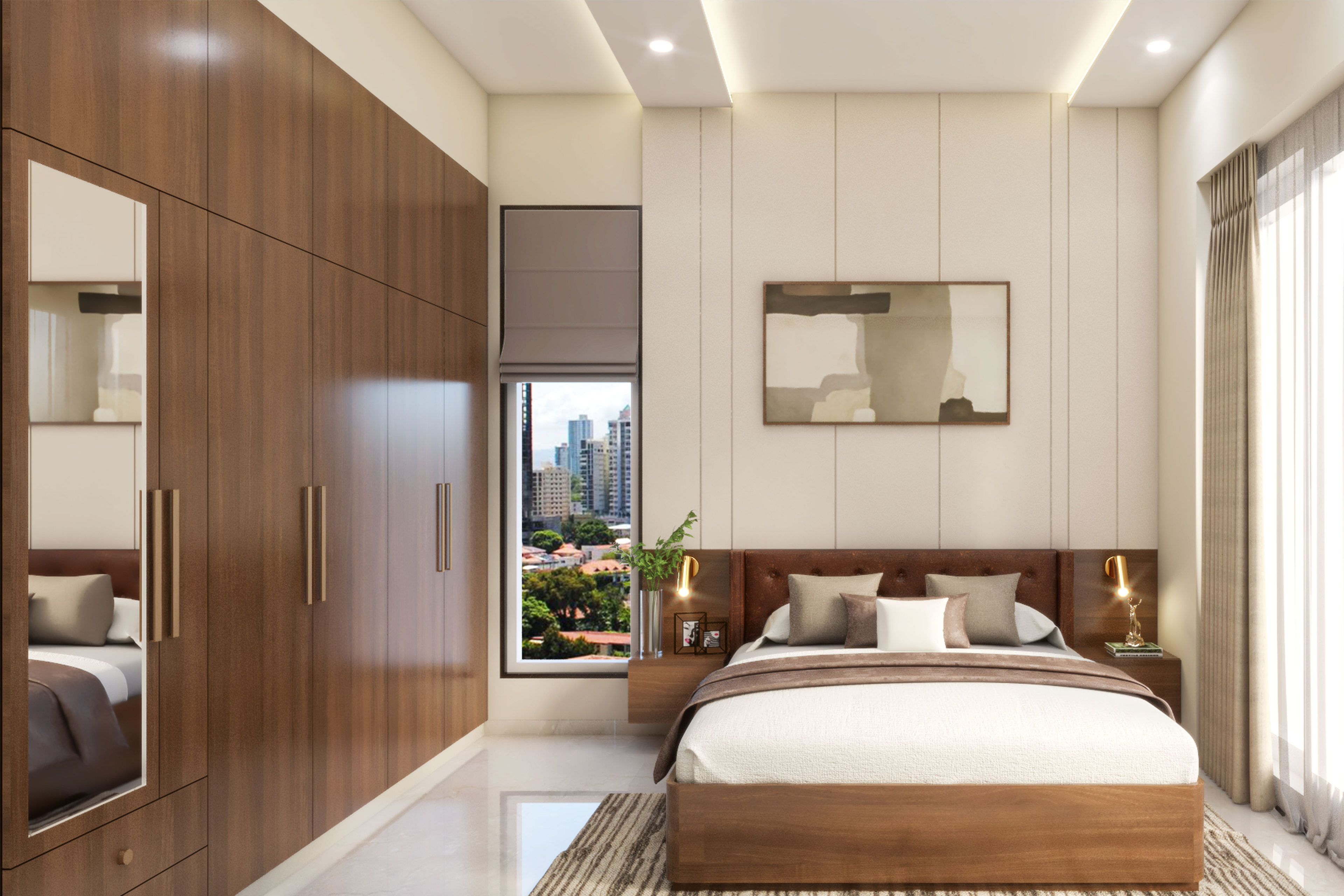Neutral Themed Guest Room Design With Modern Interiors