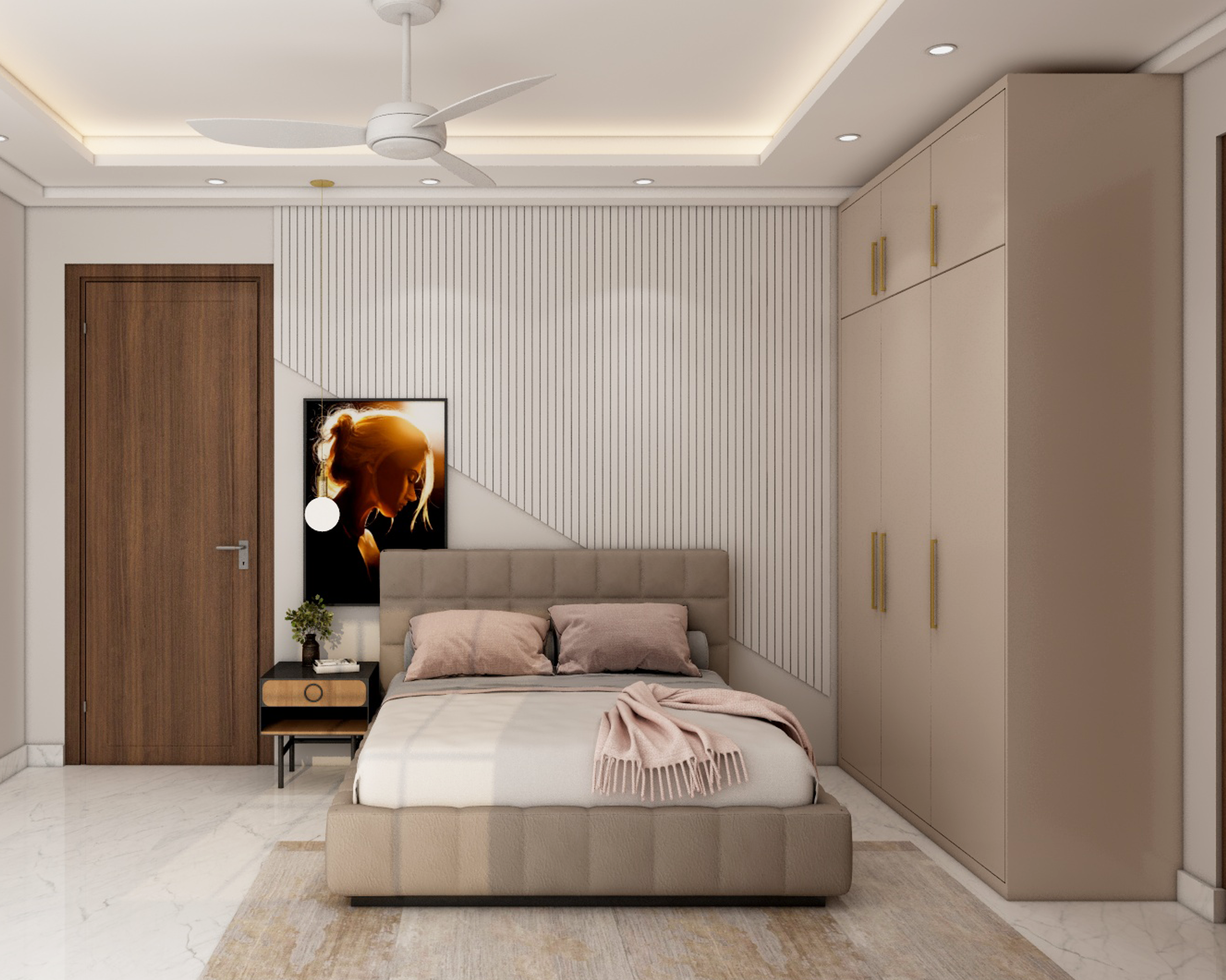 Neutral Themed Guest Room With Modern Interiors